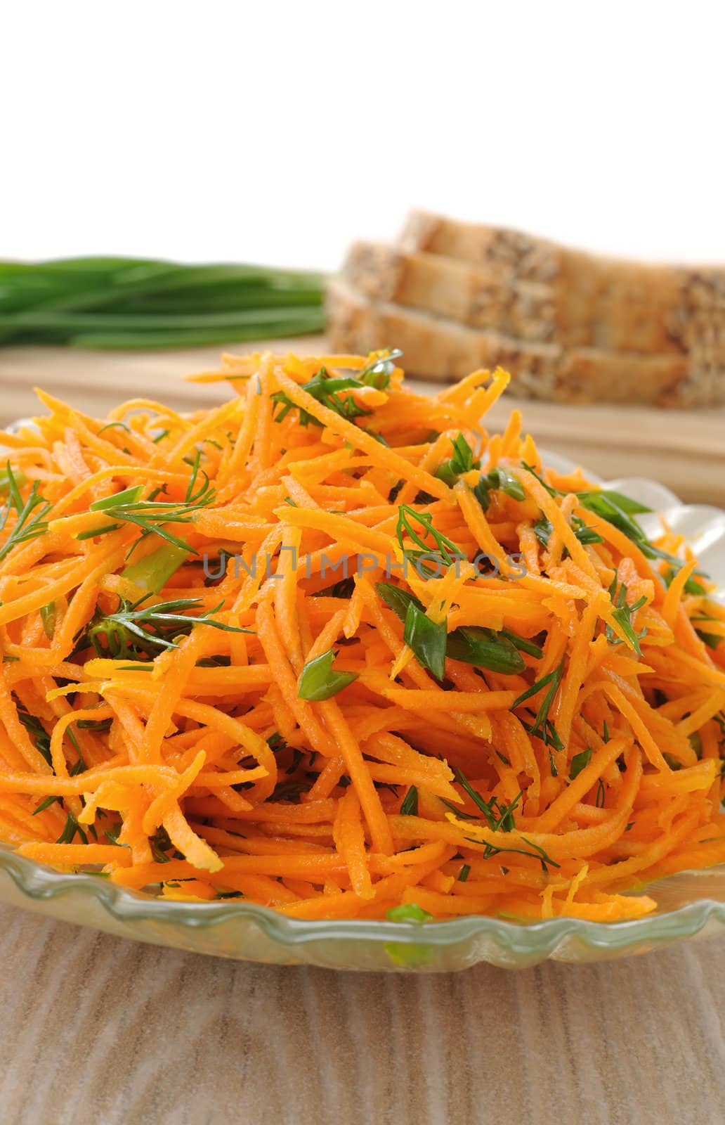 Carrot salad with green onion and dill