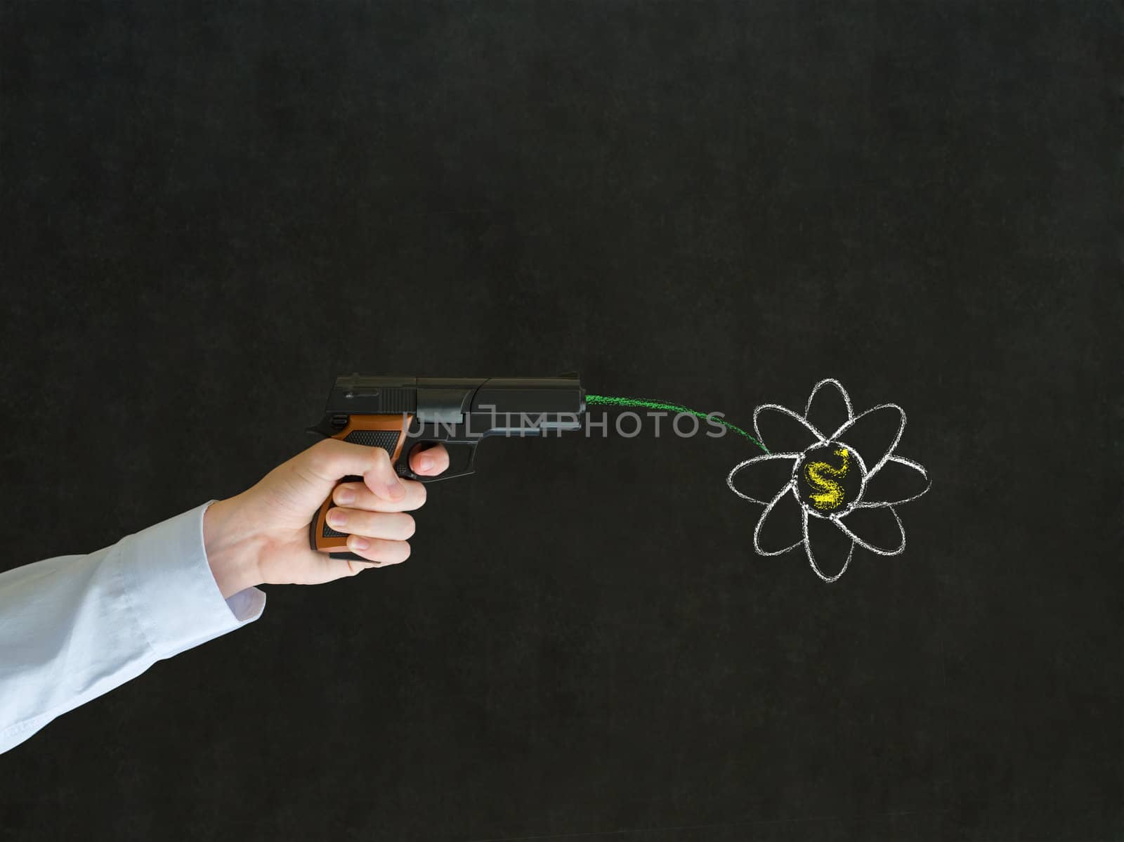 Man pointing a gun with peace flower by alistaircotton