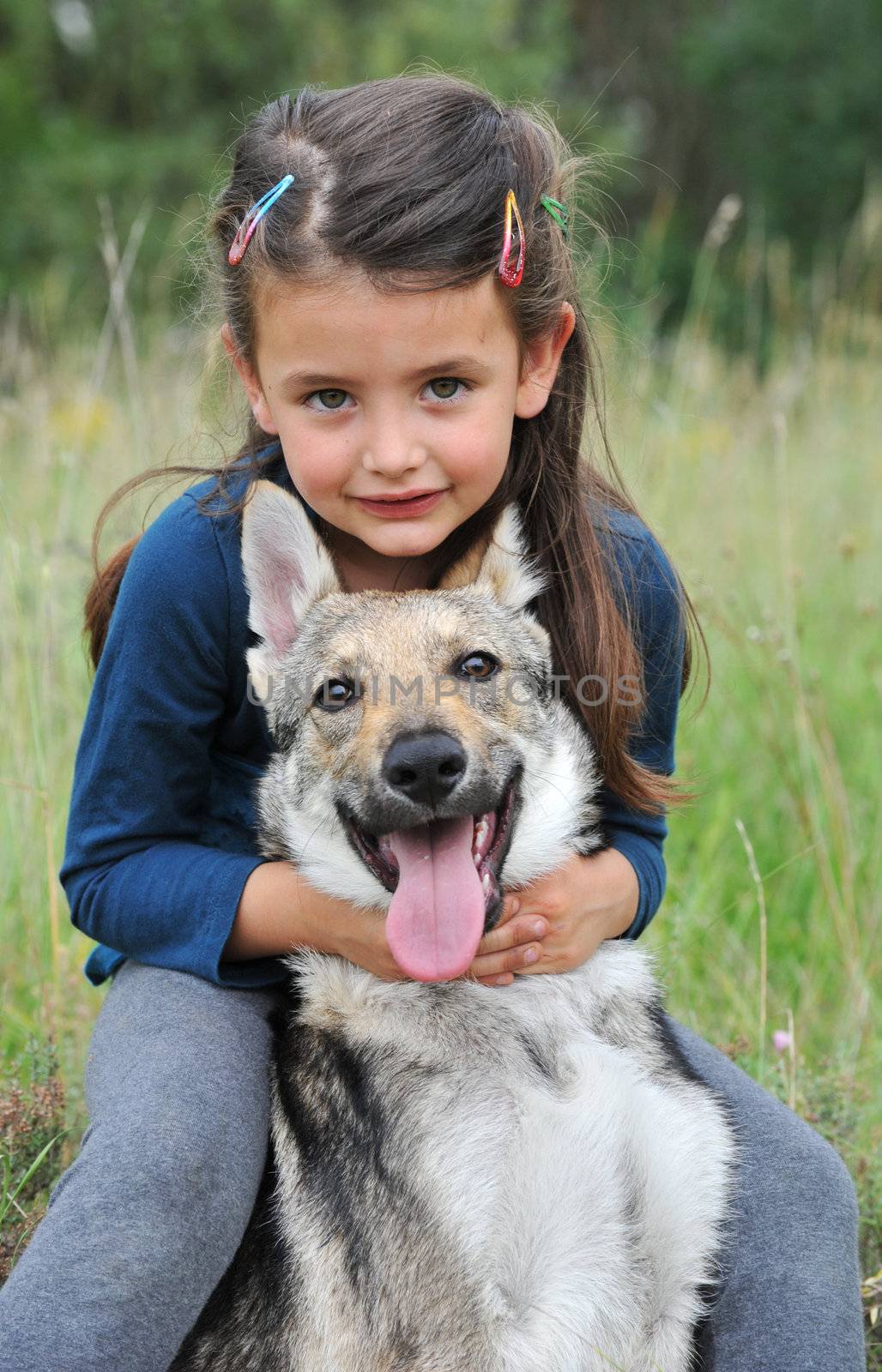 little girl and her baby wolf dog by cynoclub