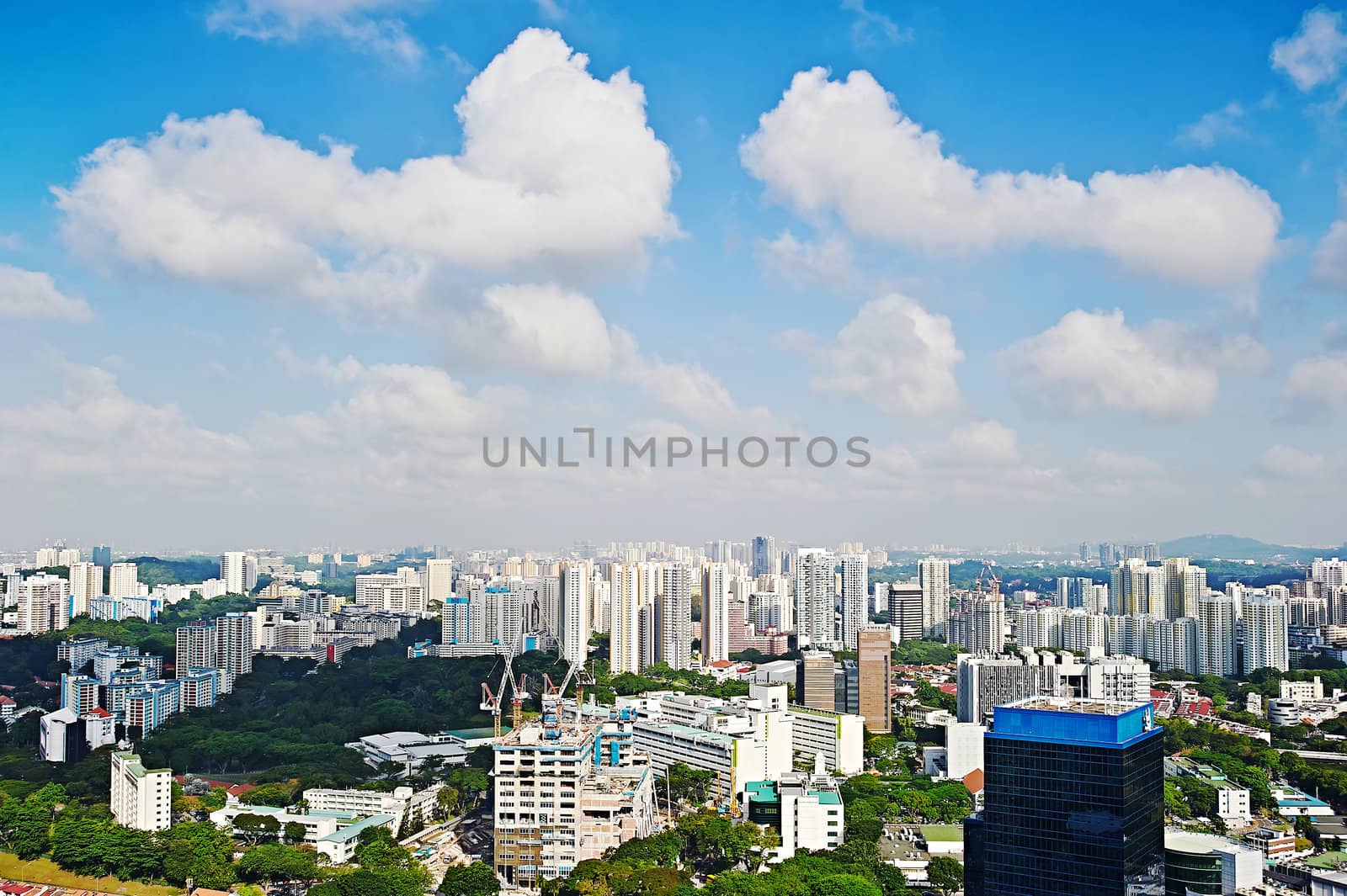 Singapore districts in the sunshine morning