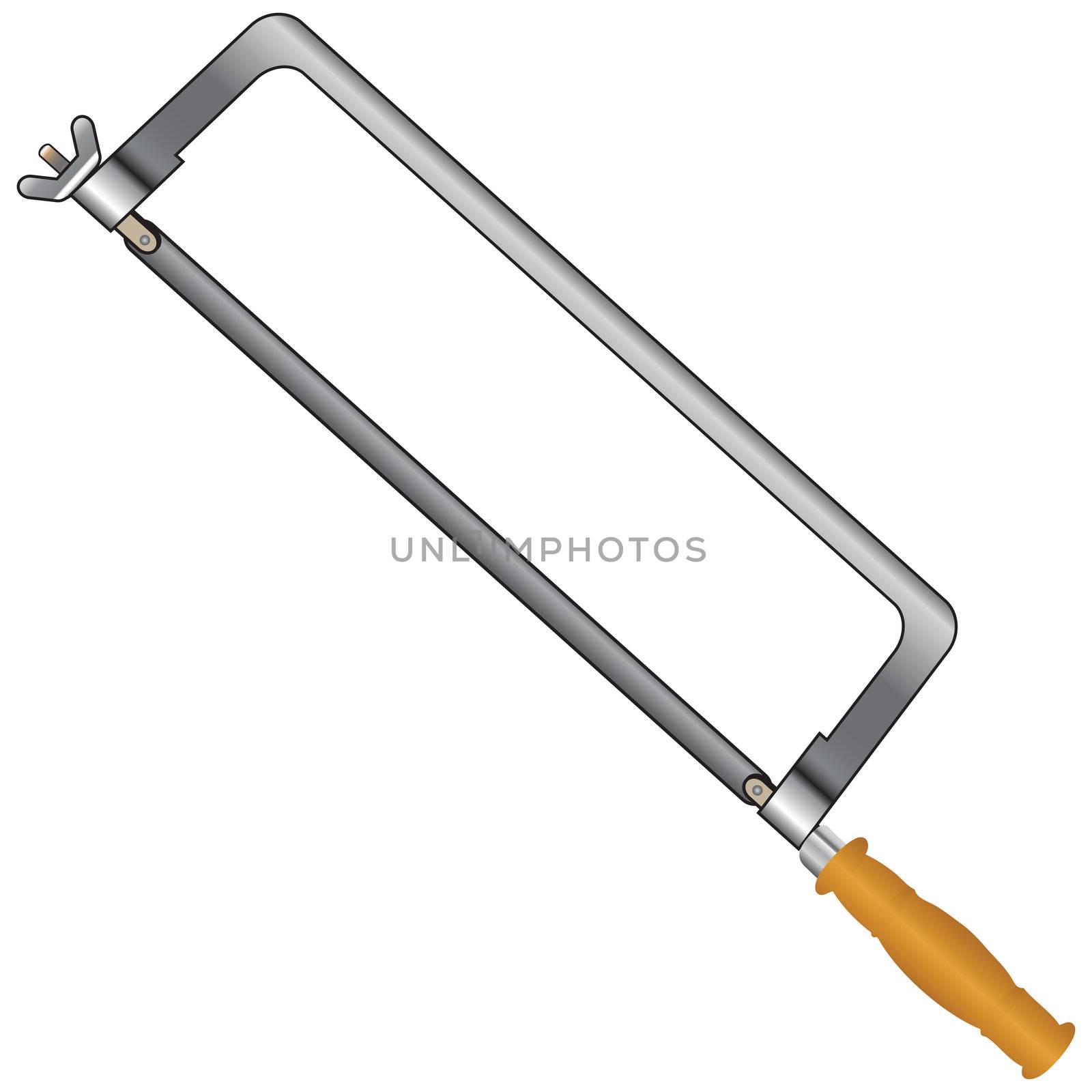 Hacksaw with a wooden handle. Vector illustration.