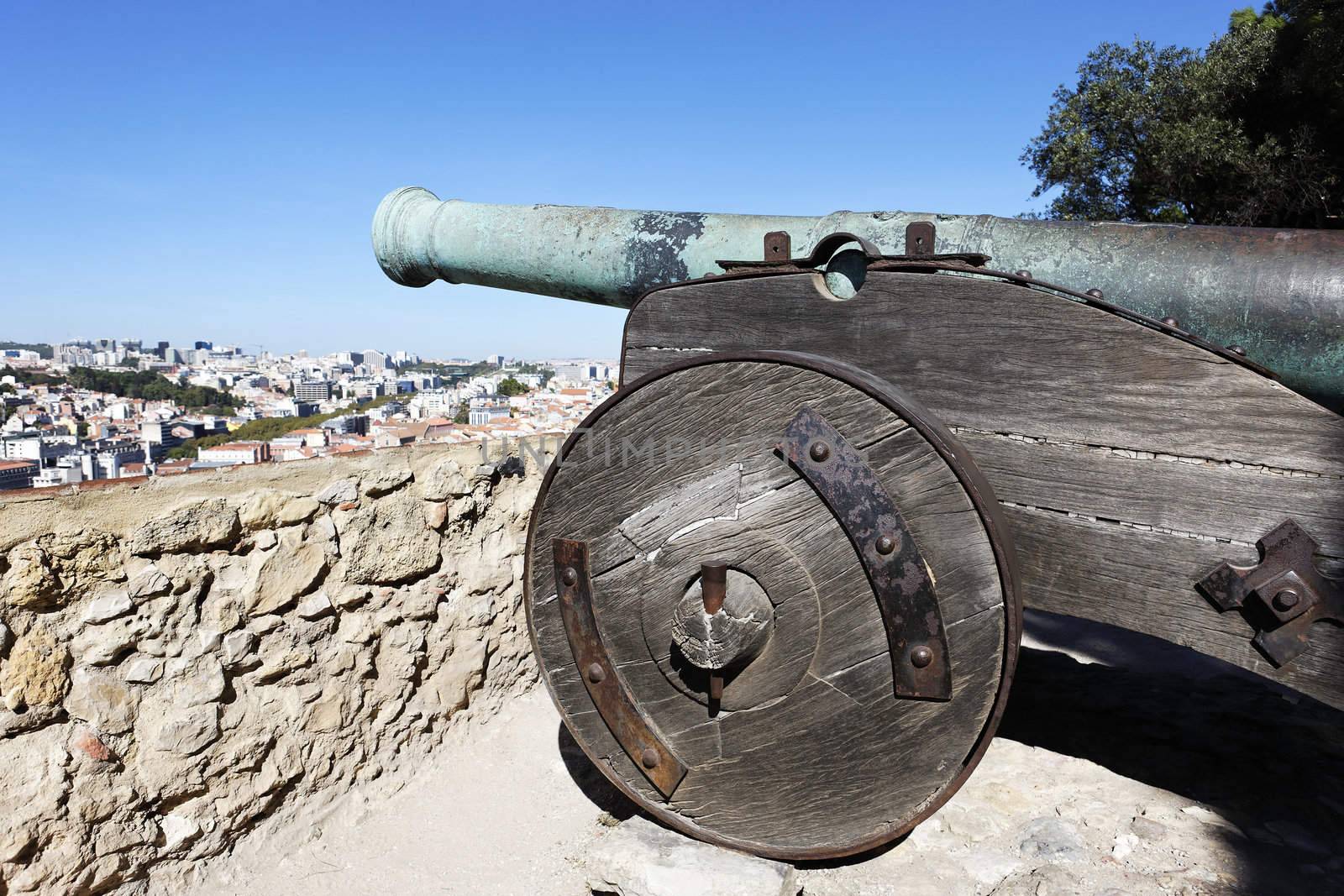 cannon of Saint George Castle in Lisbon