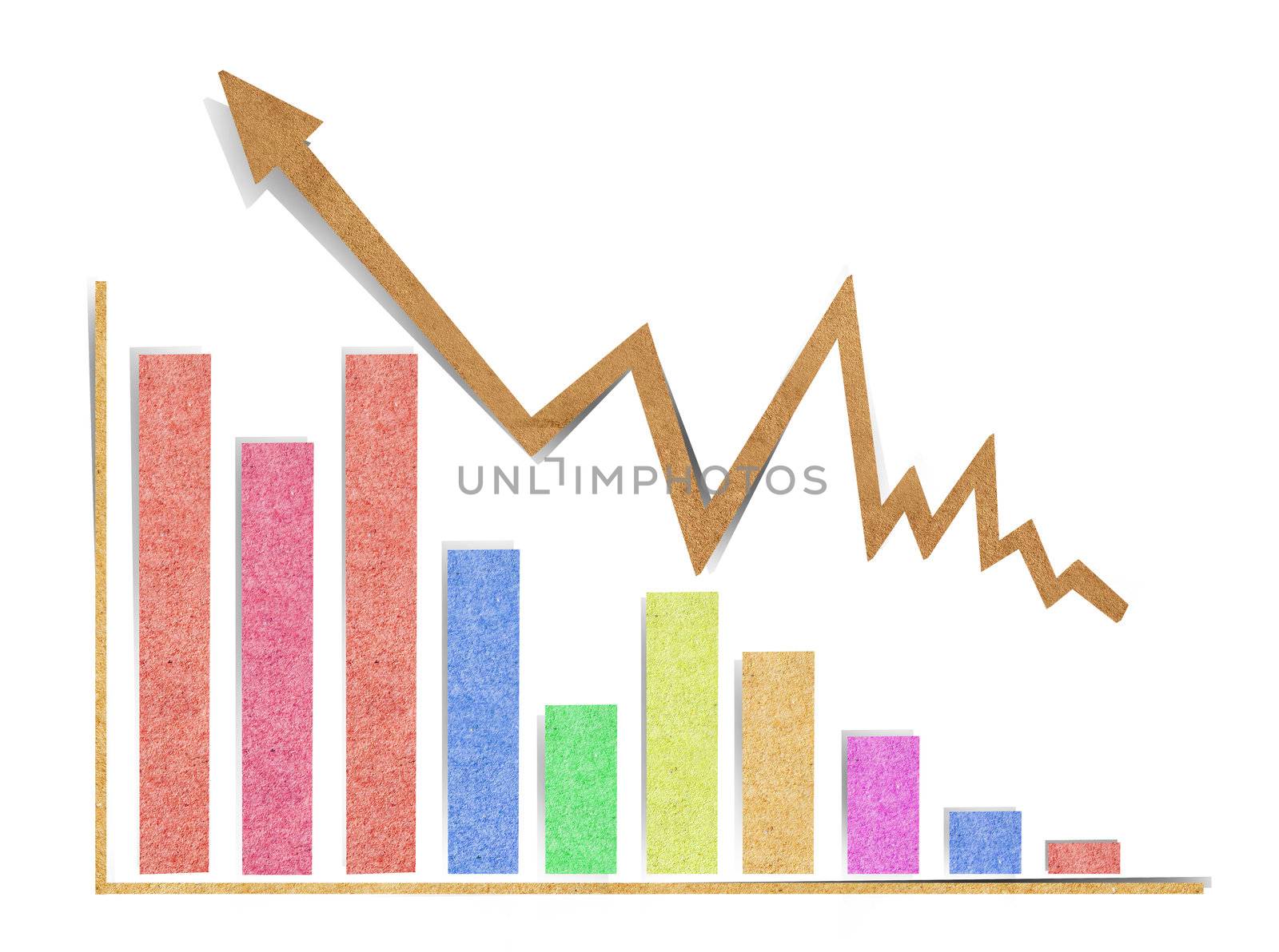 graph showing rise in profits  ด้วย  recycled paper craf by rufous