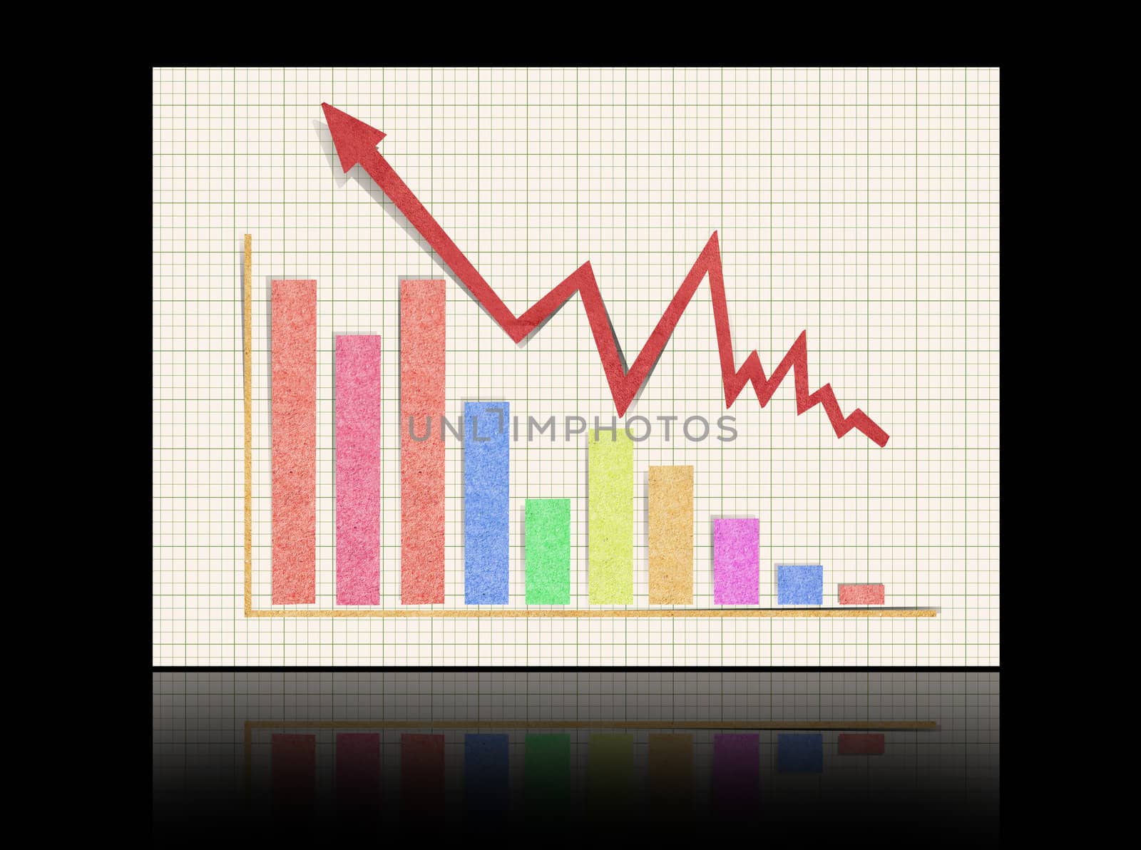 graph showing rise in profits  ด้วย  recycled paper craft stick