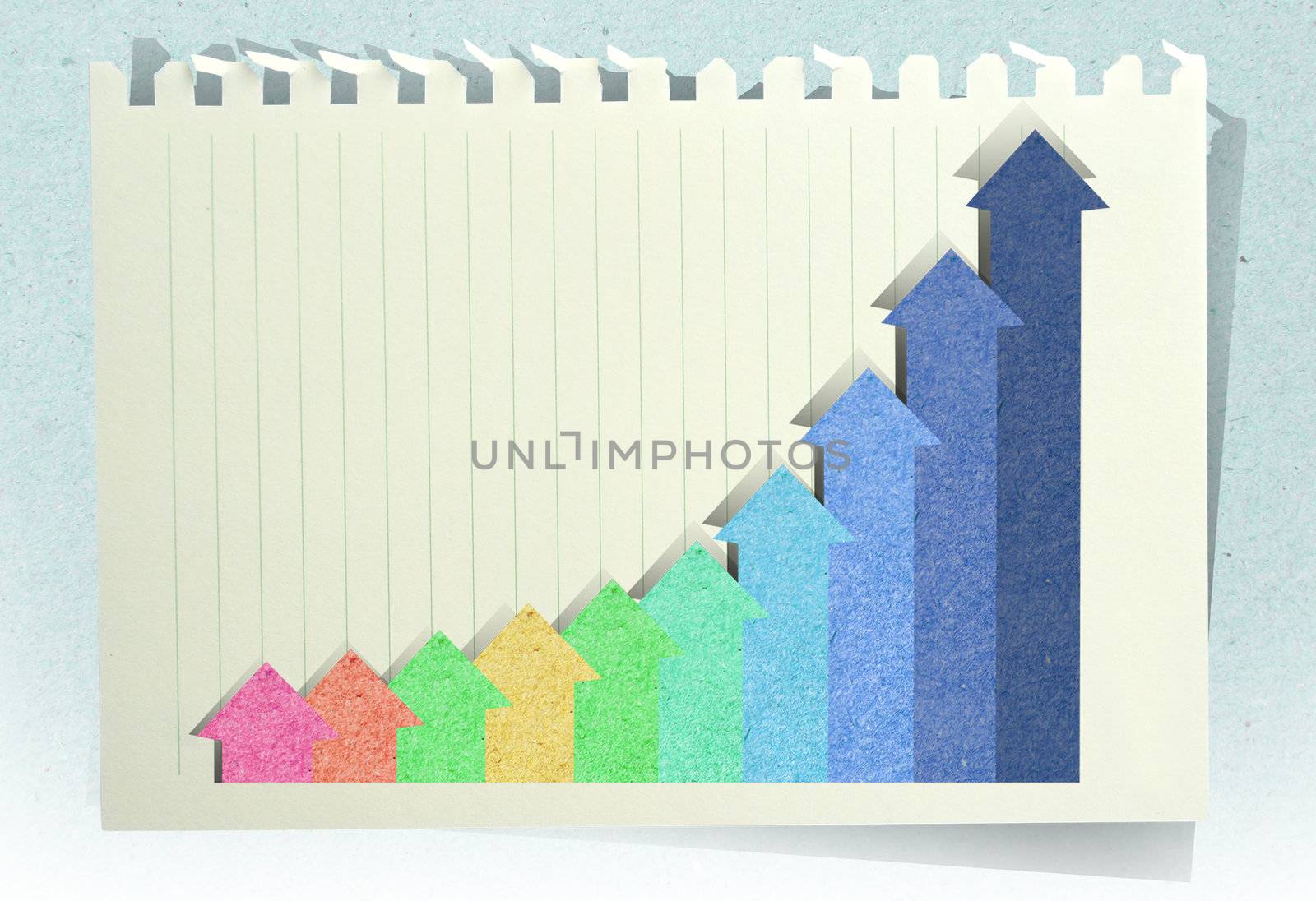 Conceptual Business charts with staple recycled paper craft stick