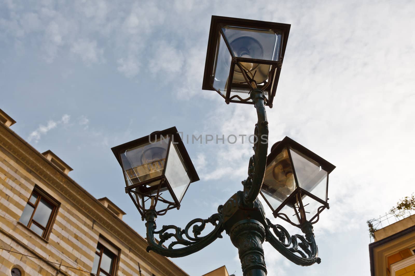 Antique Bronze Lamppost in Genoa, Italy