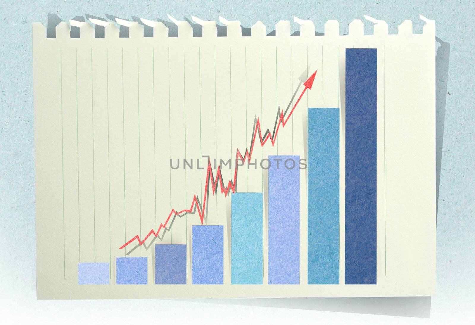 Conceptual Business charts with staple recycled paper craft stick