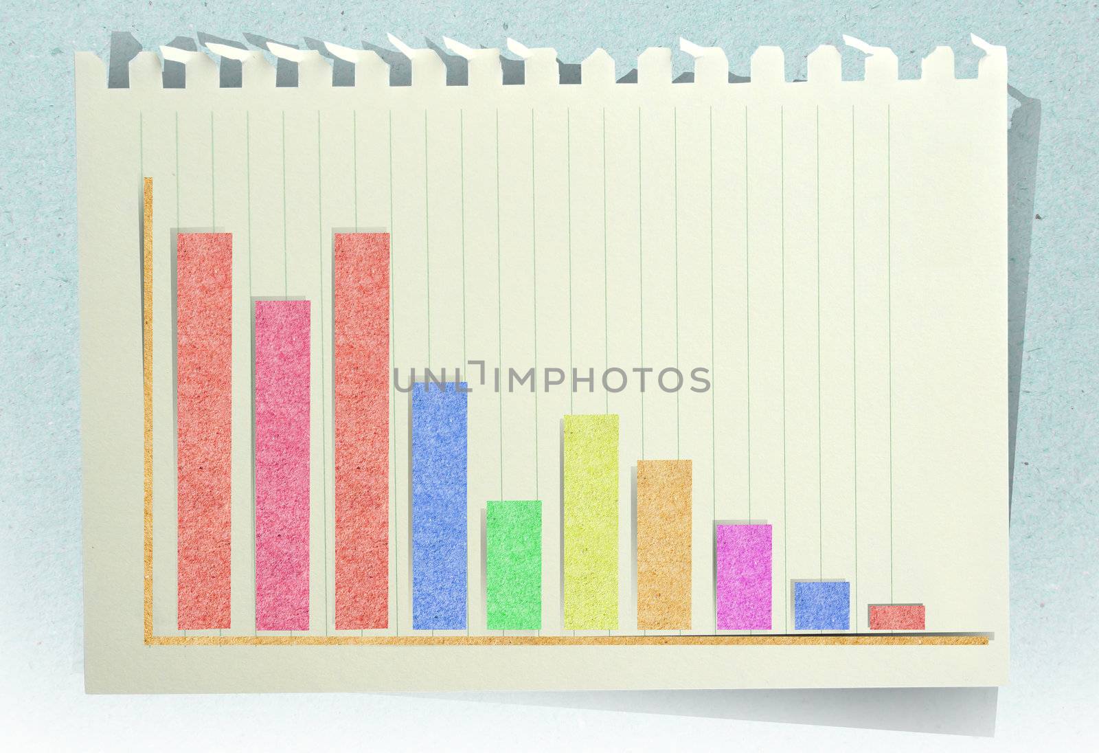Conceptual Business charts with staple recycled paper craft stick