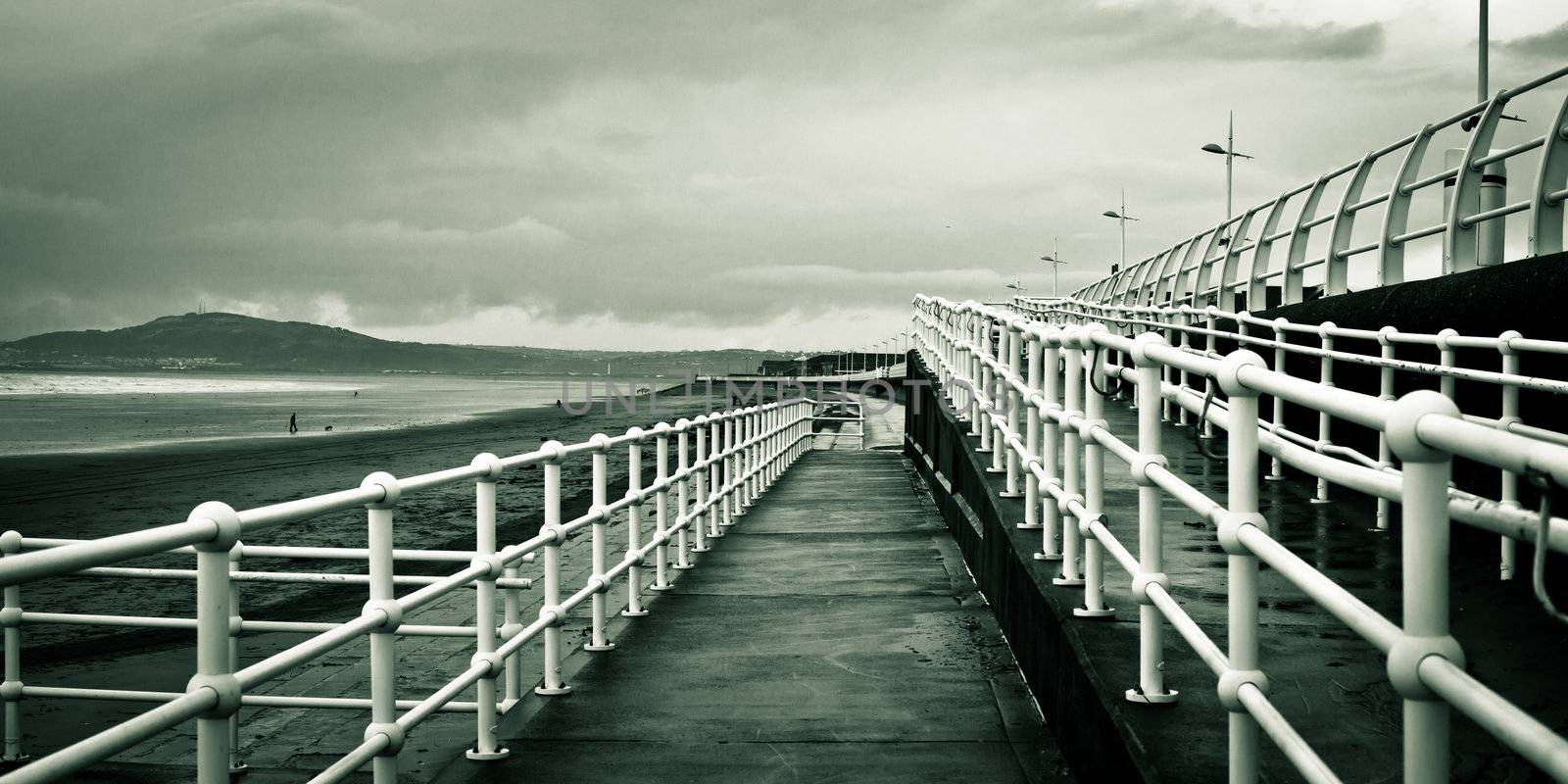 A ramp walkway at Aberafan beach, South Wales