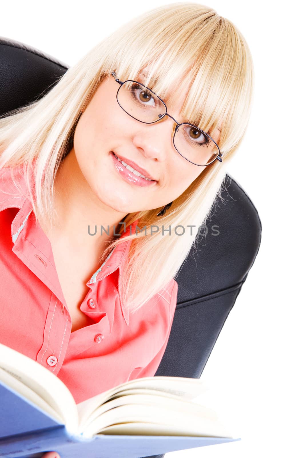 pretty young teacher with book in hand