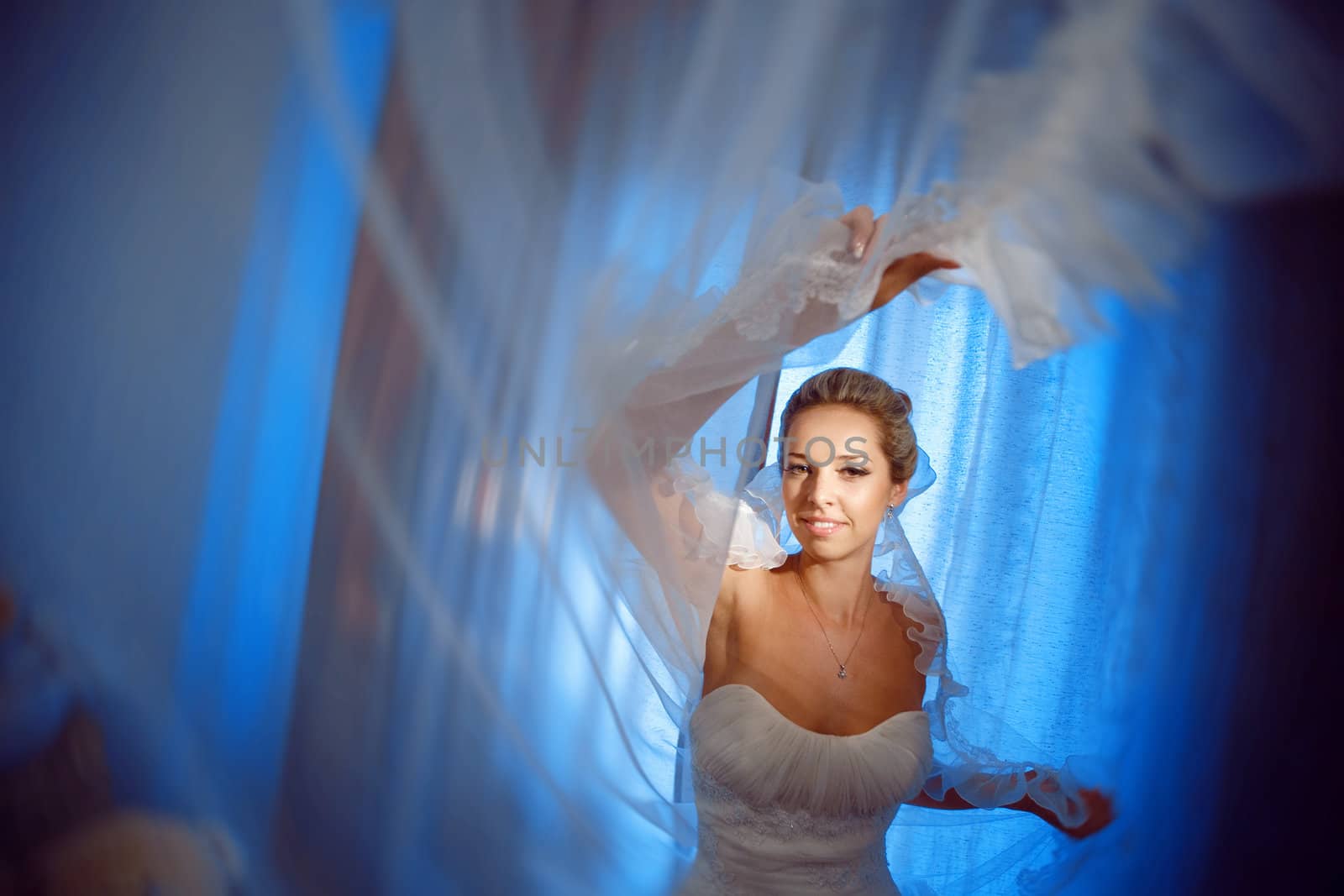 bride with flying veil