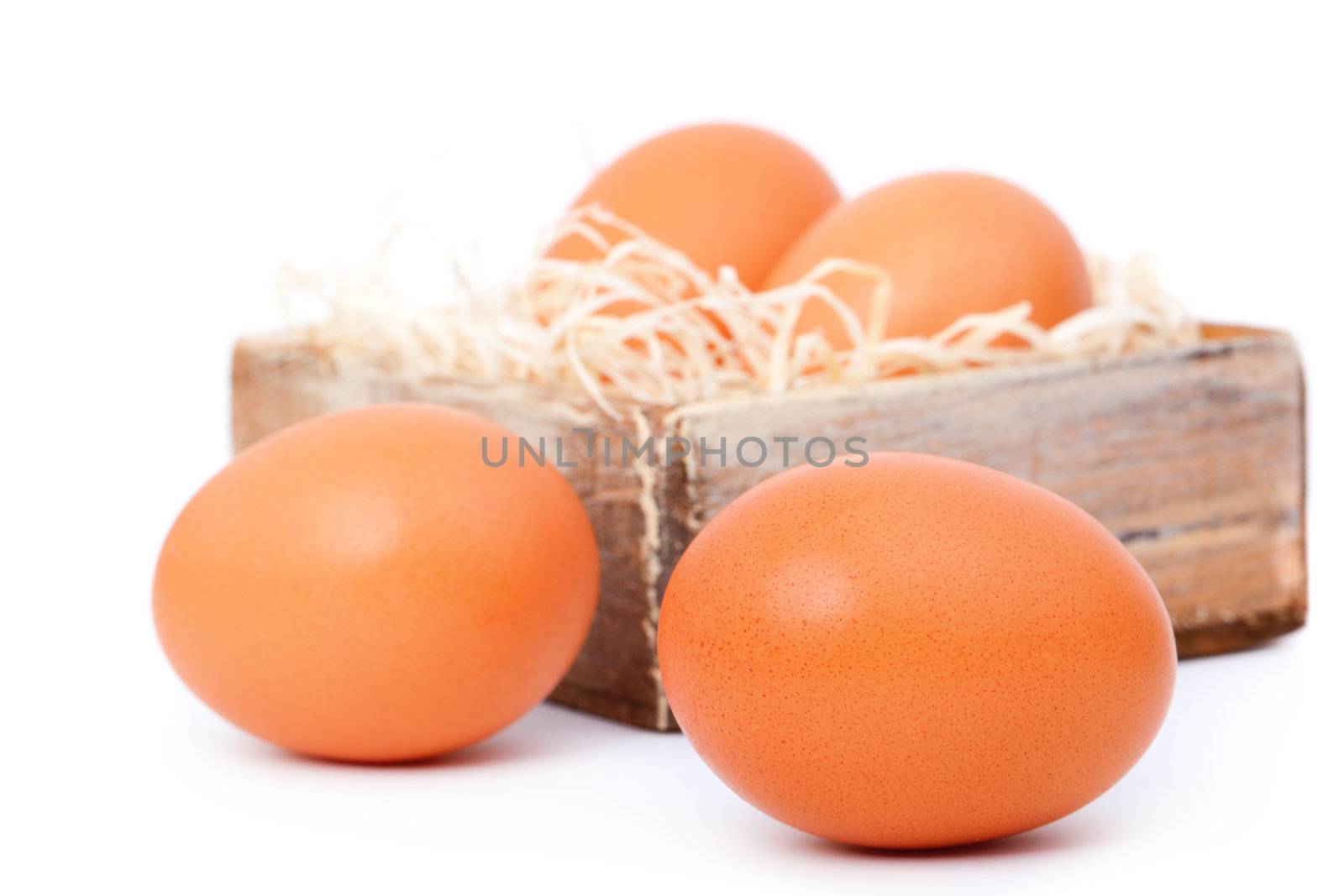 brown eggs, on white background