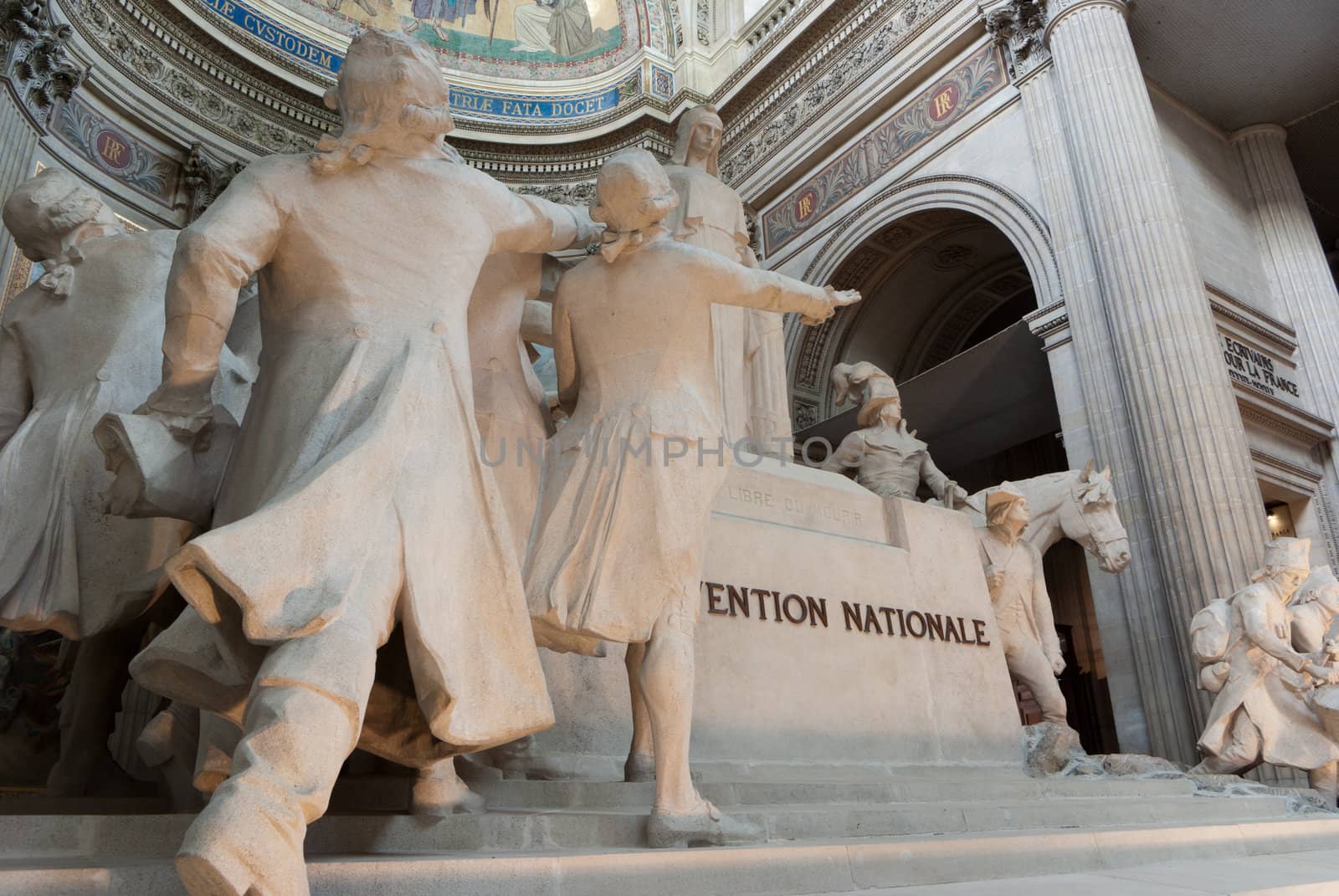 statues of the pantheon in Paris, France