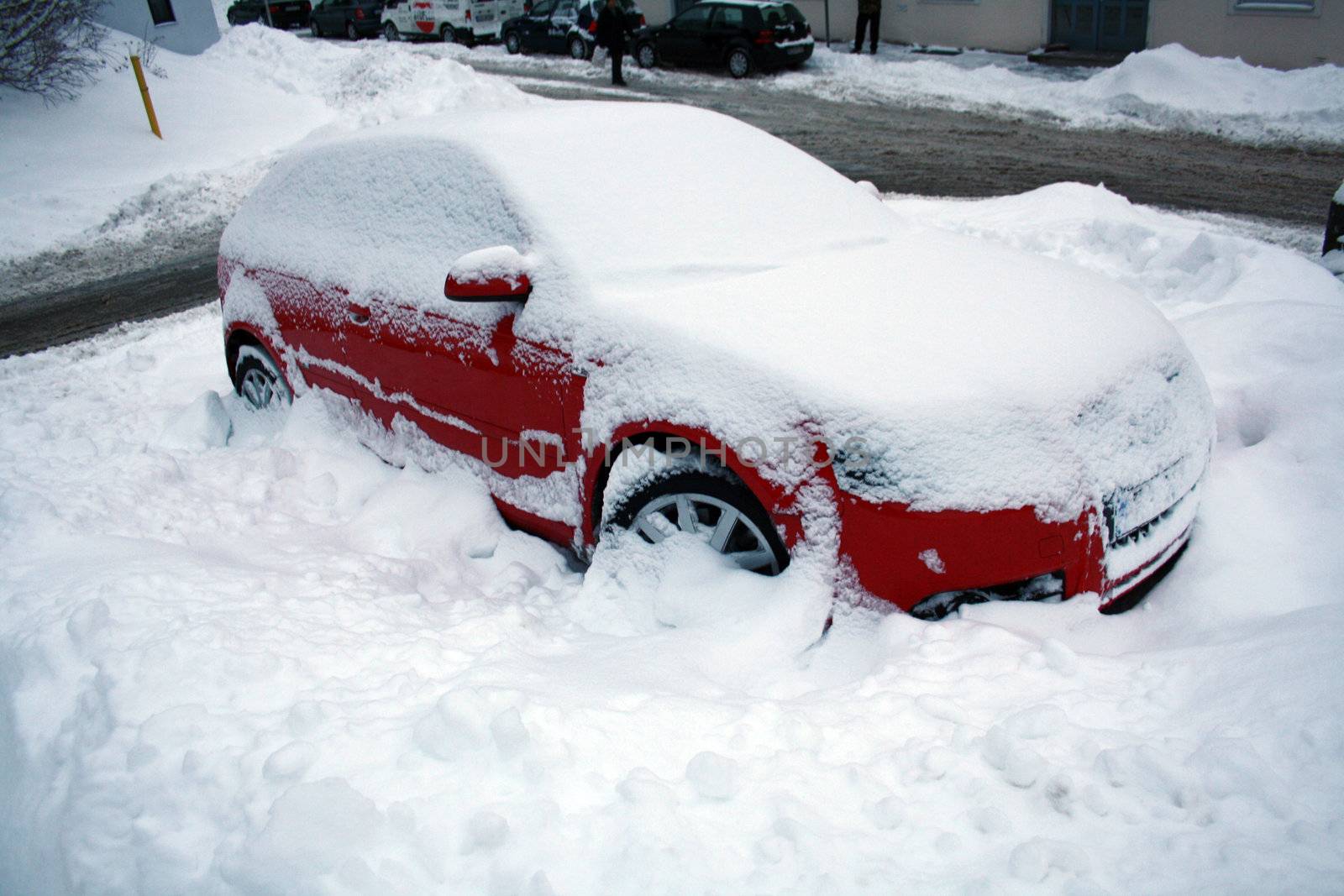 car in the winter on the road