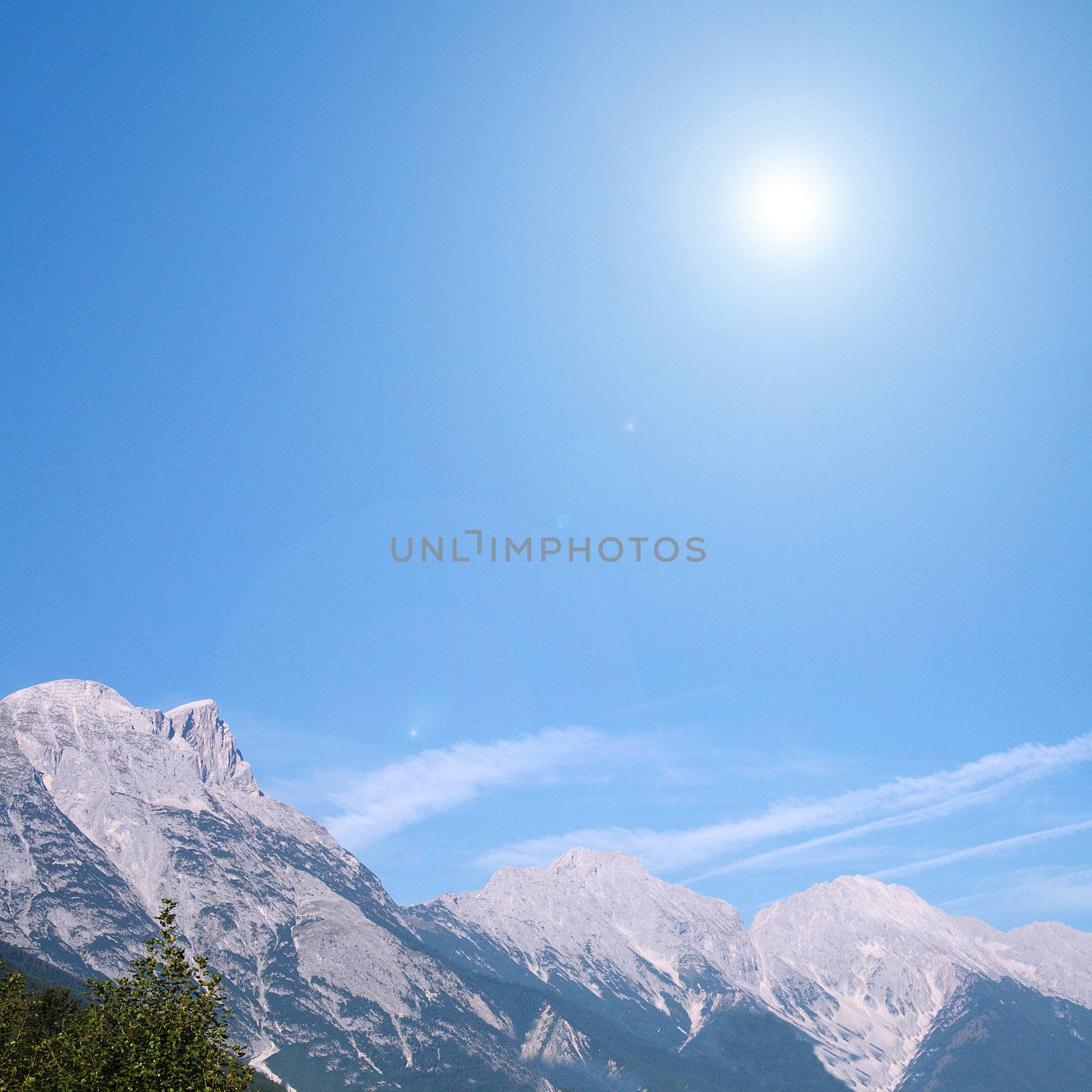 the sun is shining in the mountain country by photochecker