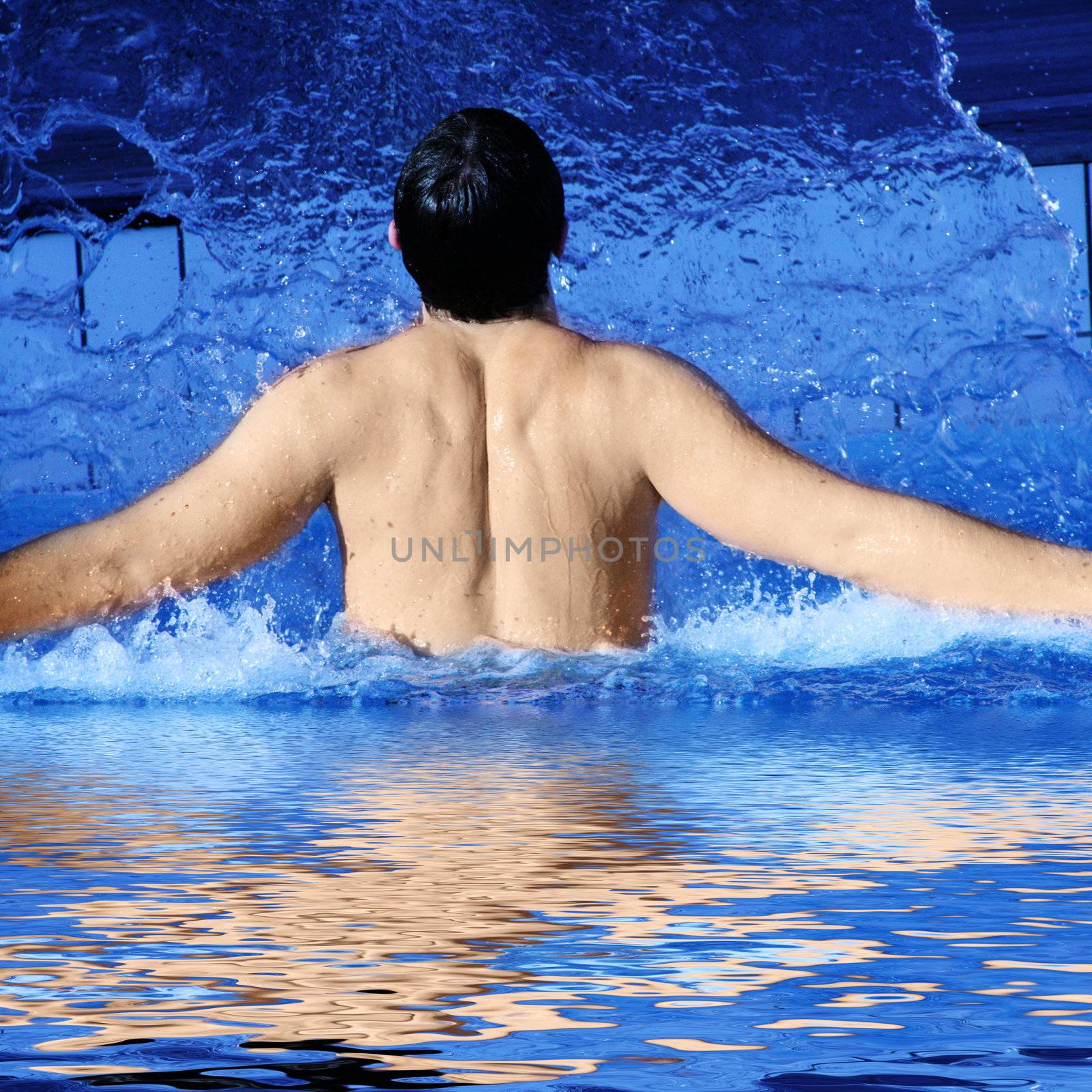 young attractive man relax in spa area