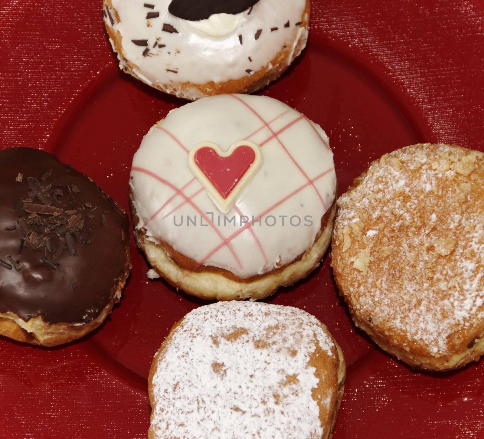 five various bavarian donuts