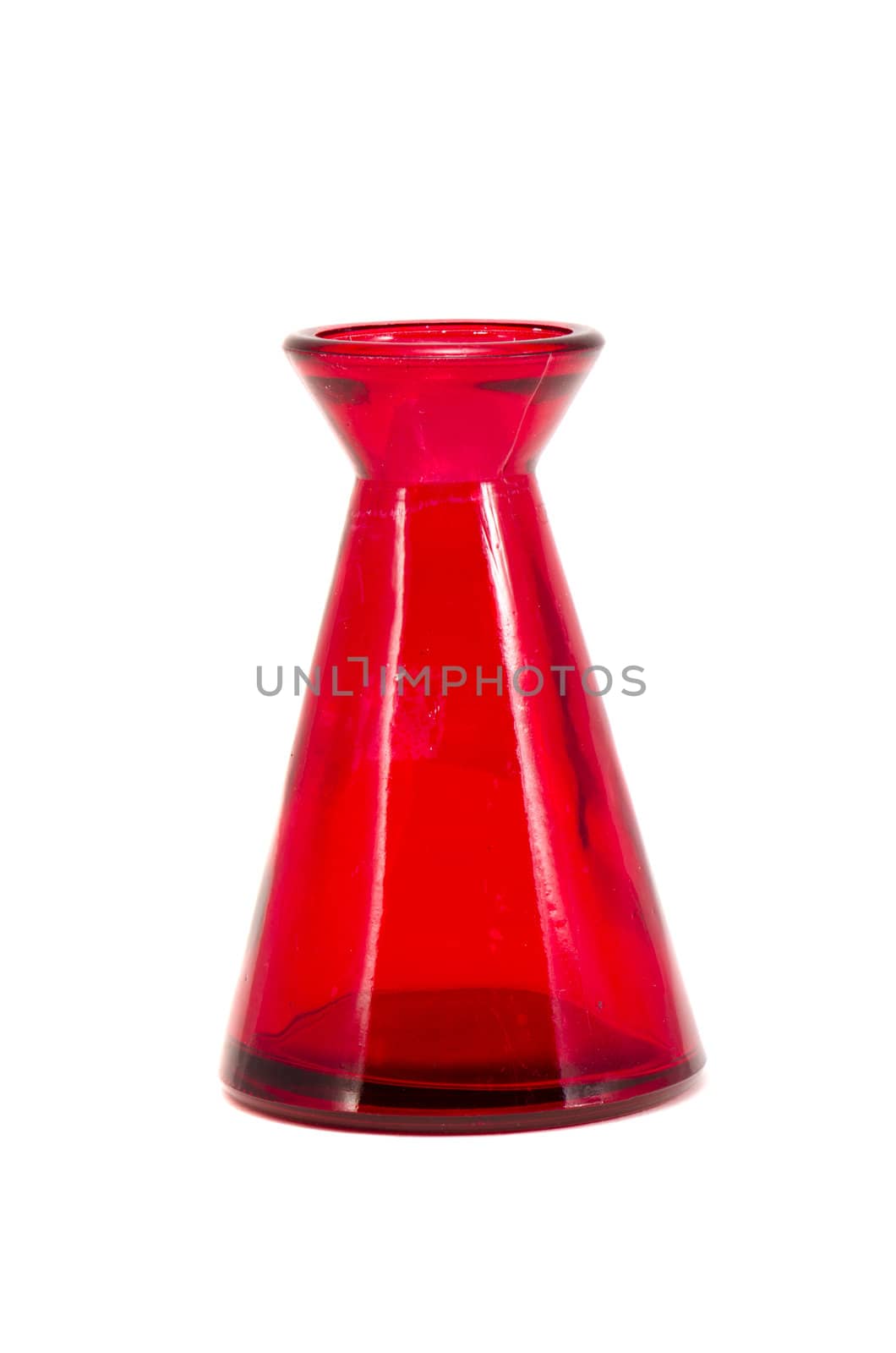 isolated on white red glass vase