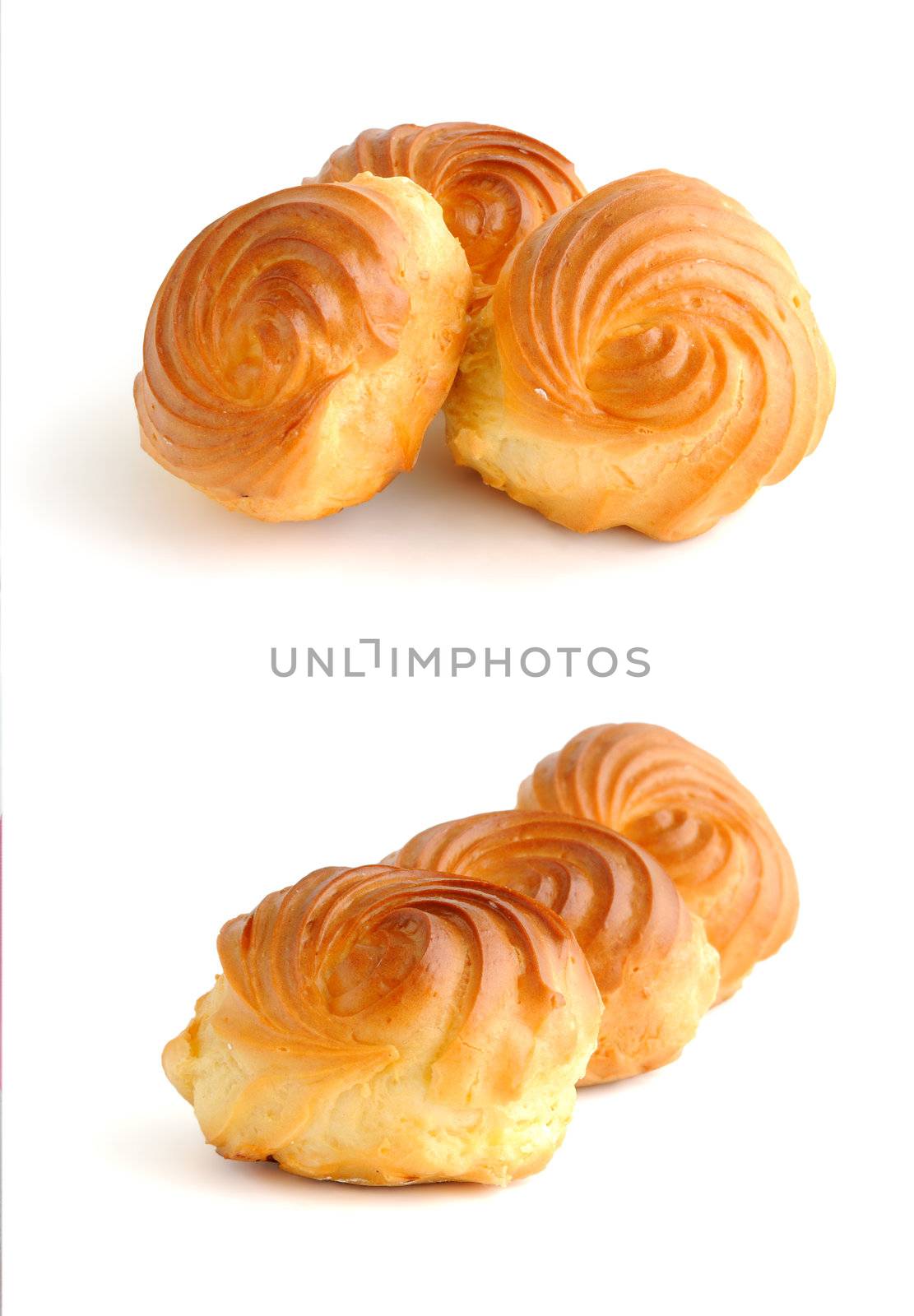  Eclairs on a white background (isolated) of different types