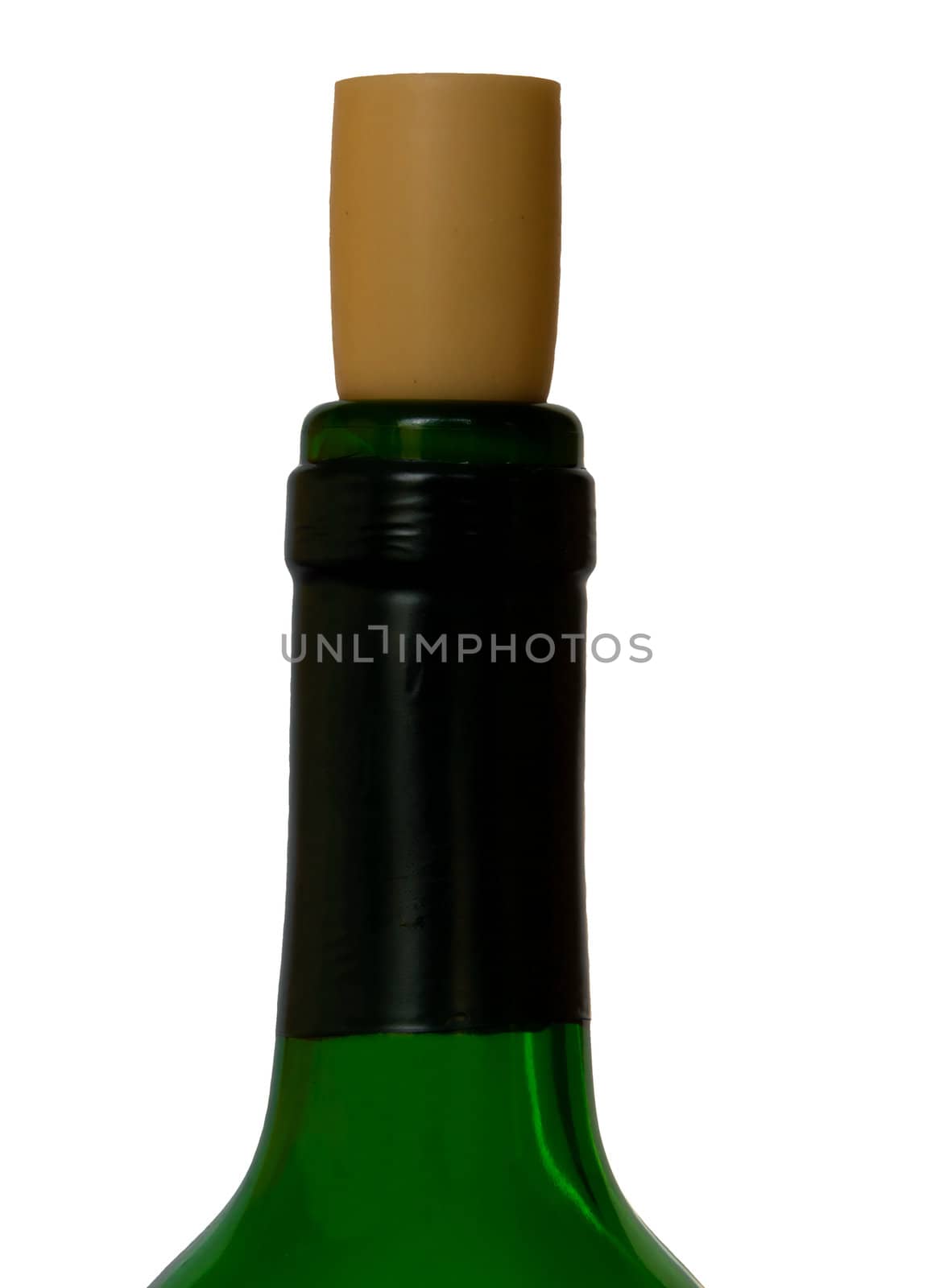 Wine bottle with cork, isolated on background