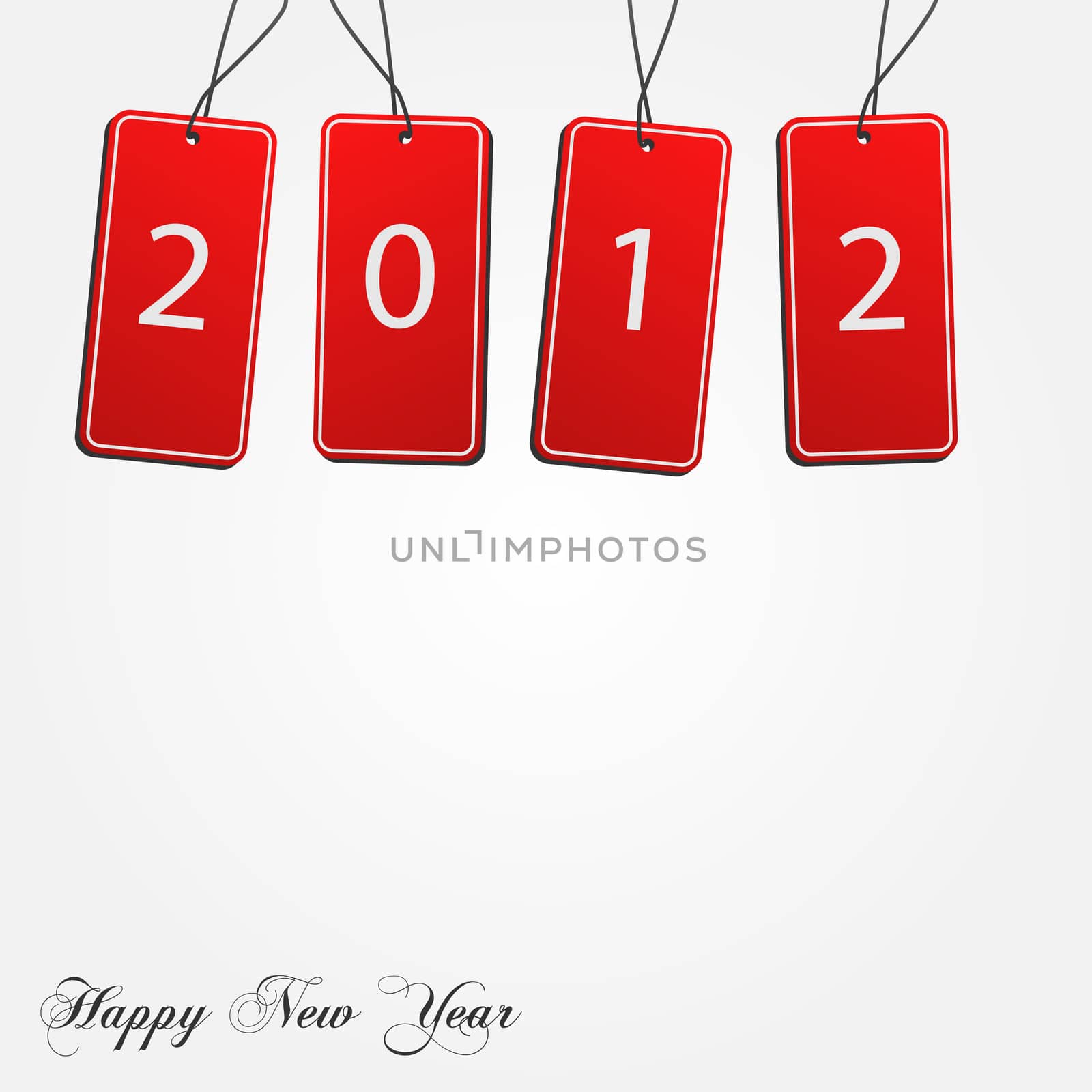 Image of 2012 tags isolated on a white background.