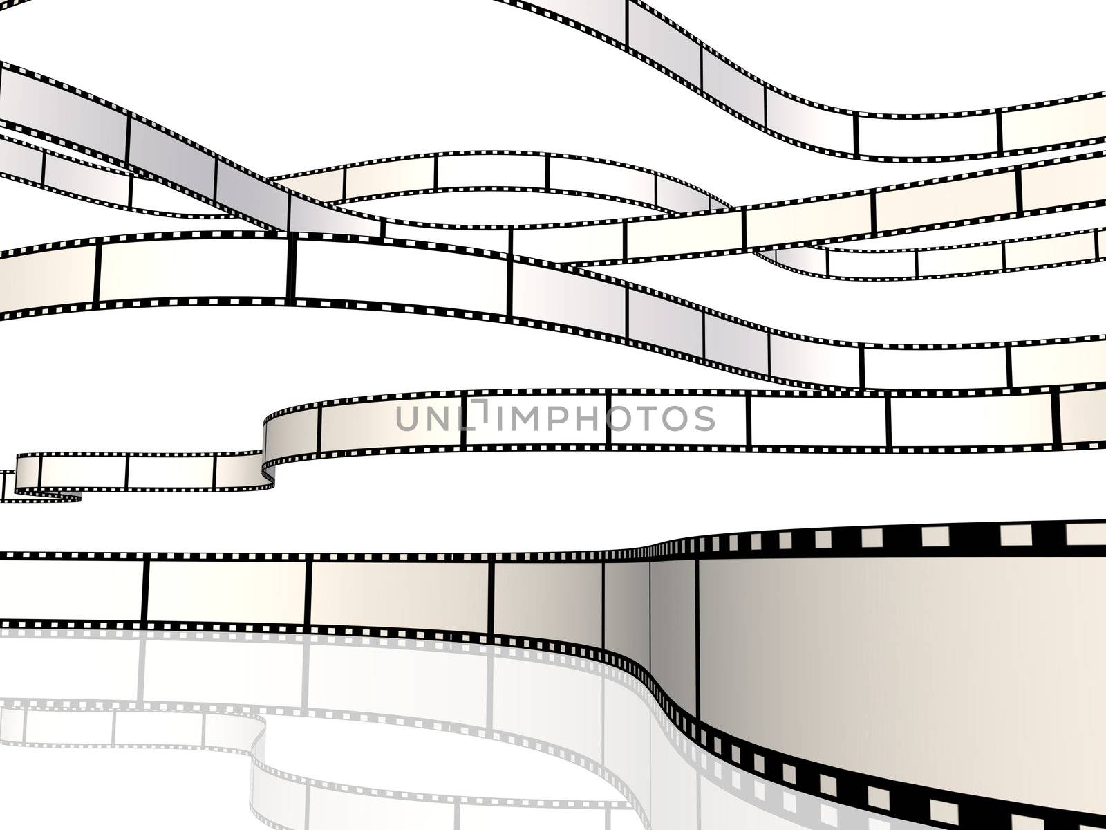 Image of multiple film reels isolated on a white background.