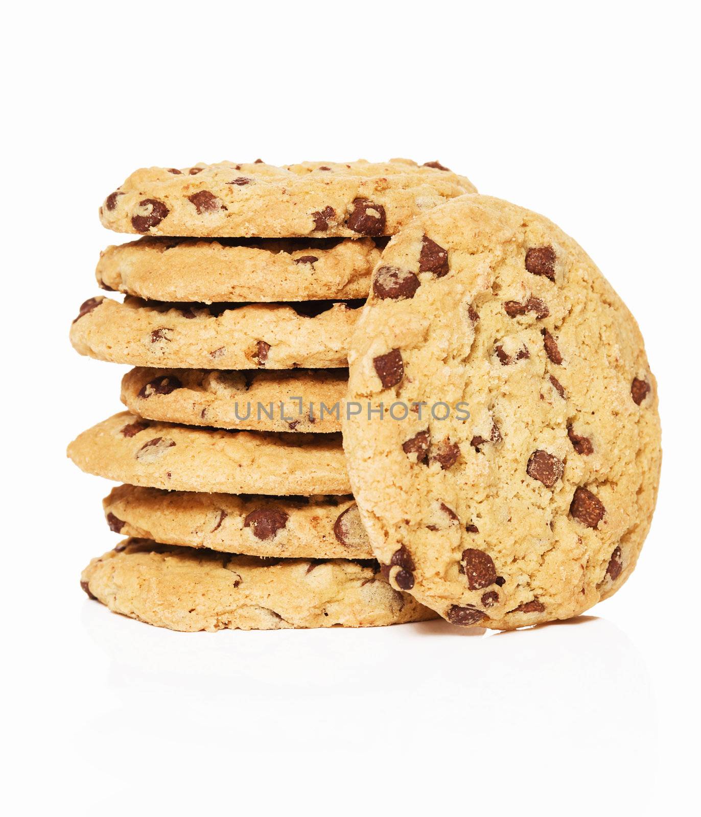 stapled cookies with a standing cookie on white background