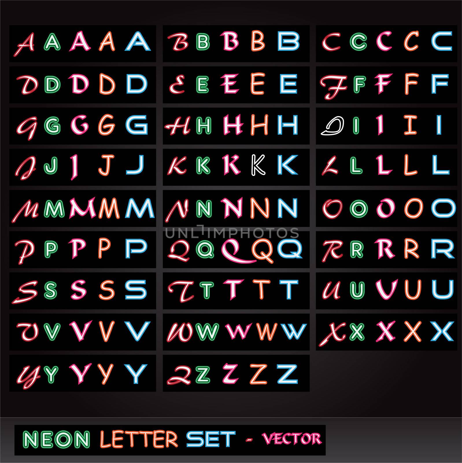 Neon Letter Set by nmarques74