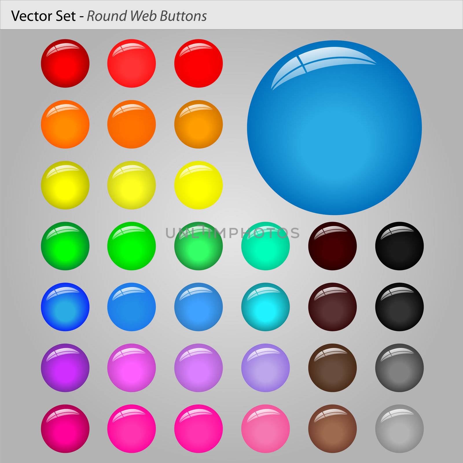 Image of various round web buttons.