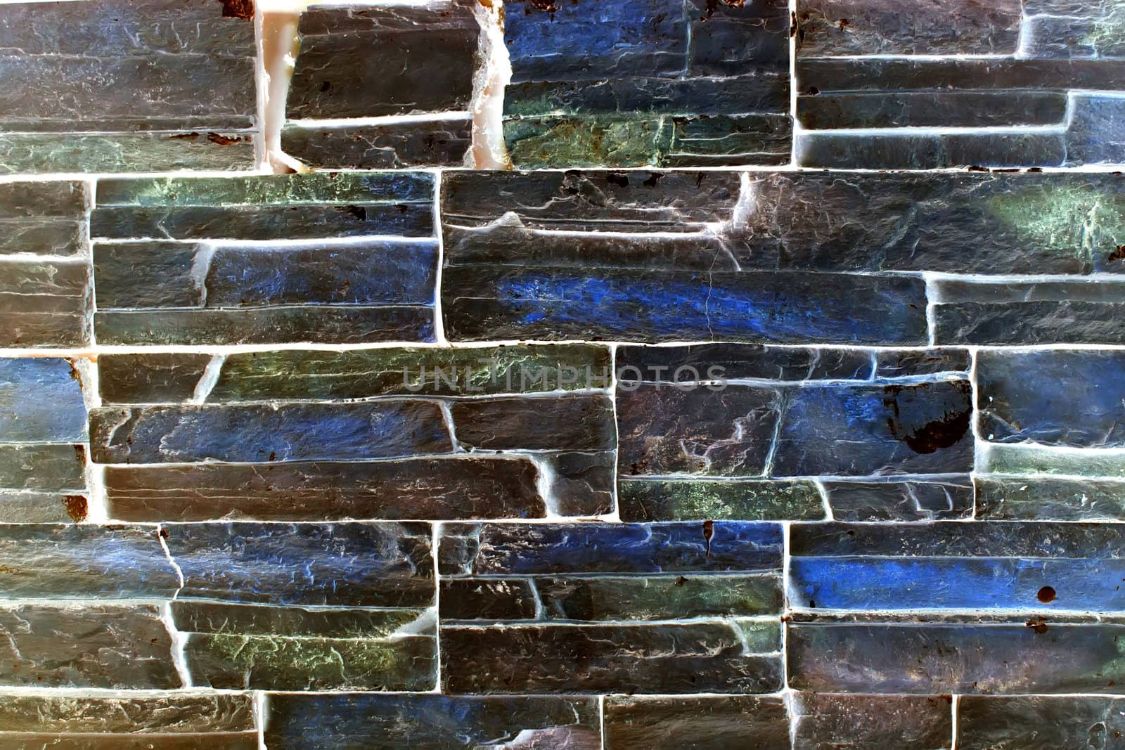 A modern brick wall with colorfull