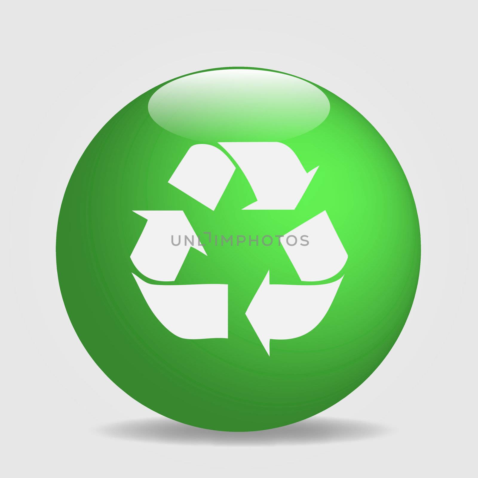 Image of a globe with the recycle symbol isolated on a white background.