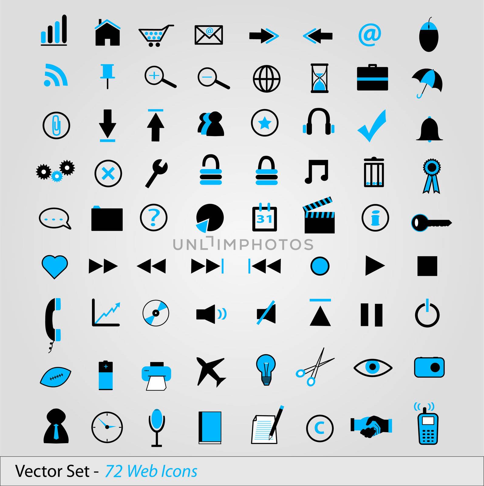 Vector omage of many colorful web icons.