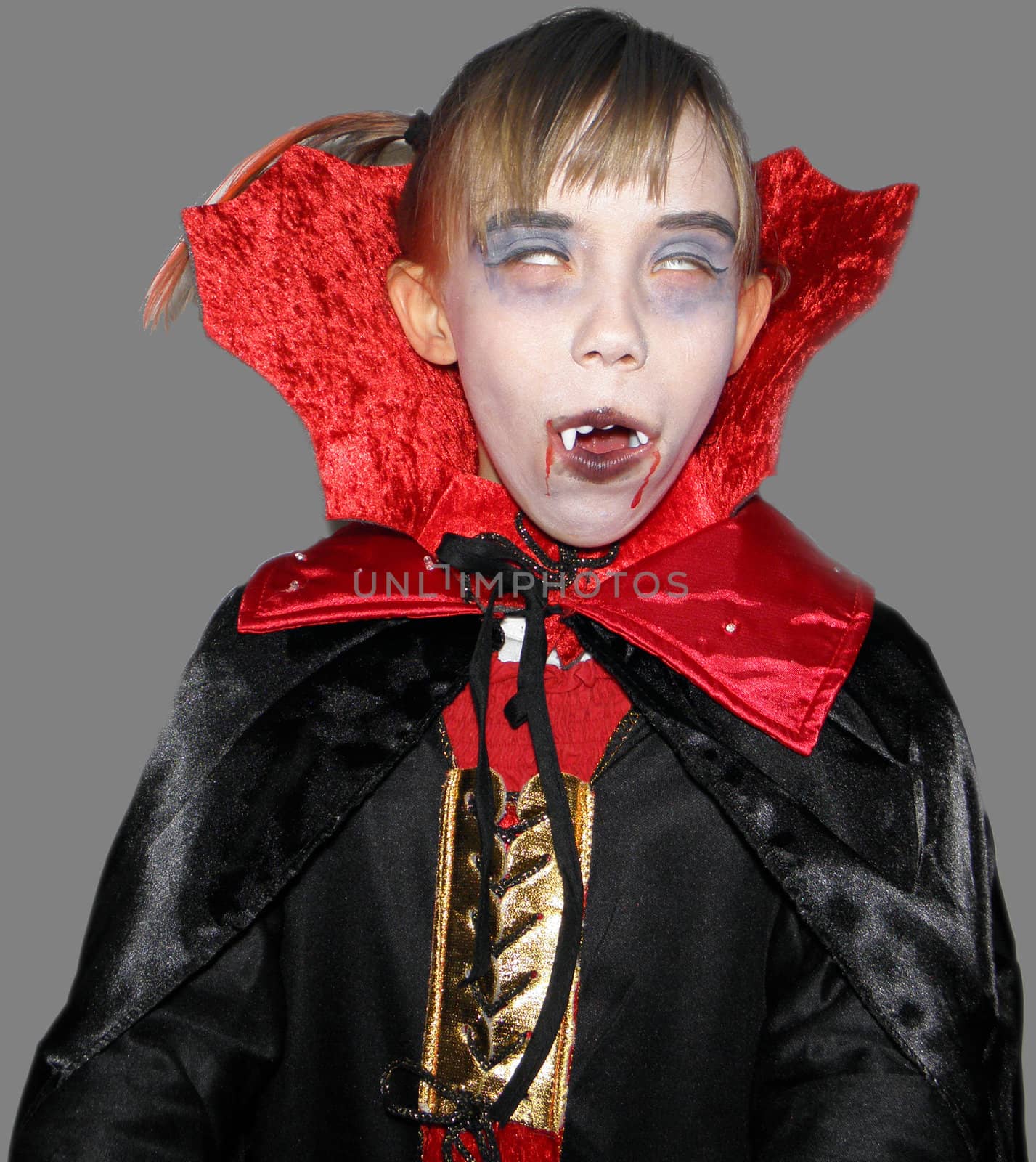Photo of a girl who is dressed up as a vampire. Exempted person.