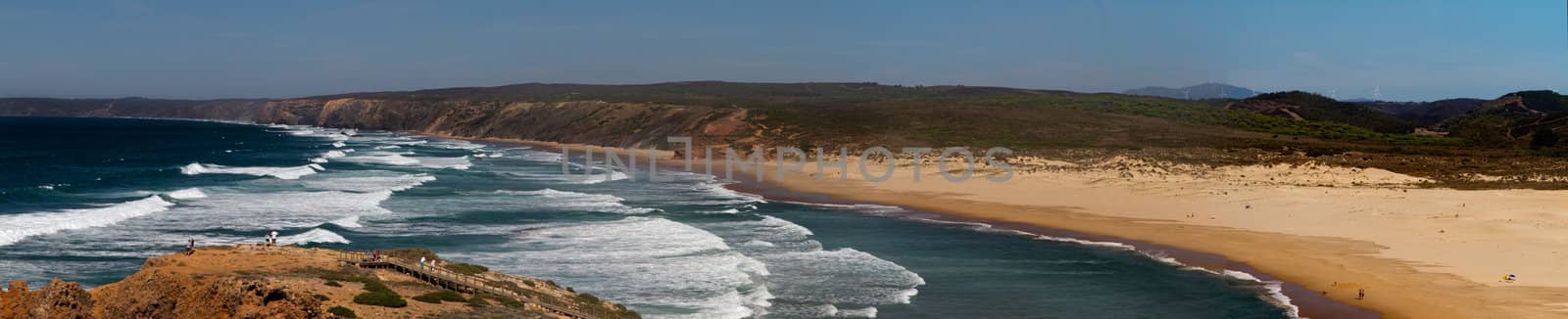 View of a beautiful beach in Sagres nearby region on the Algarve, Portugal.