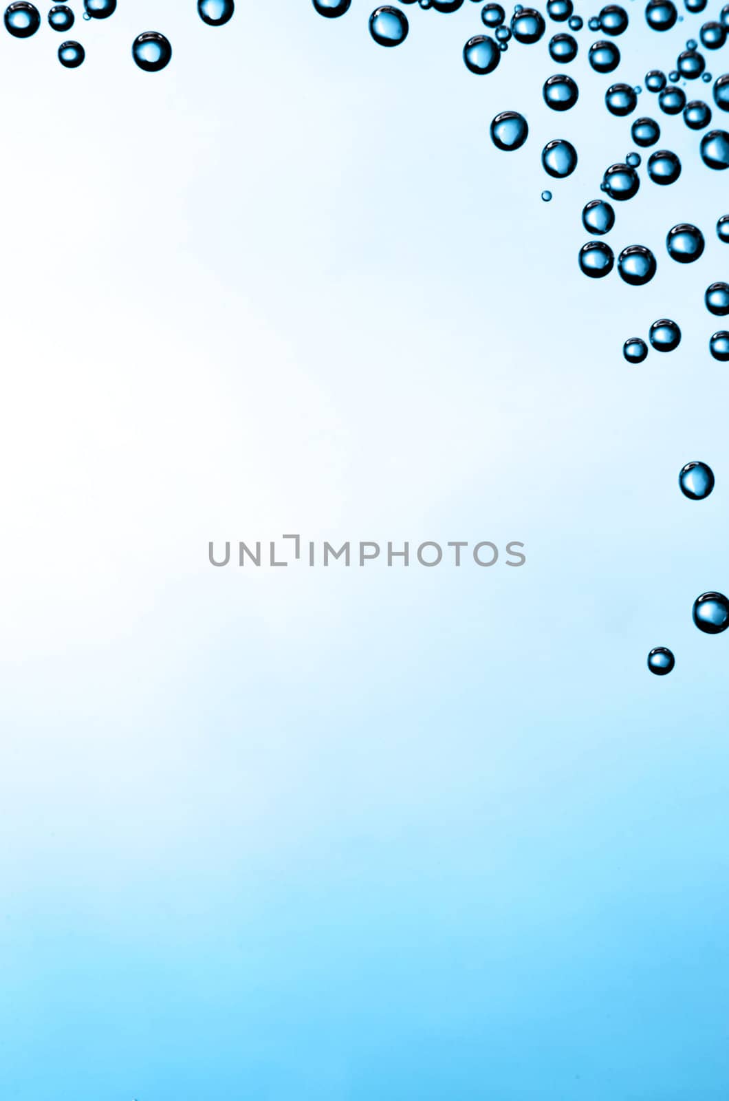 Gradient background with bubbles in a corner.