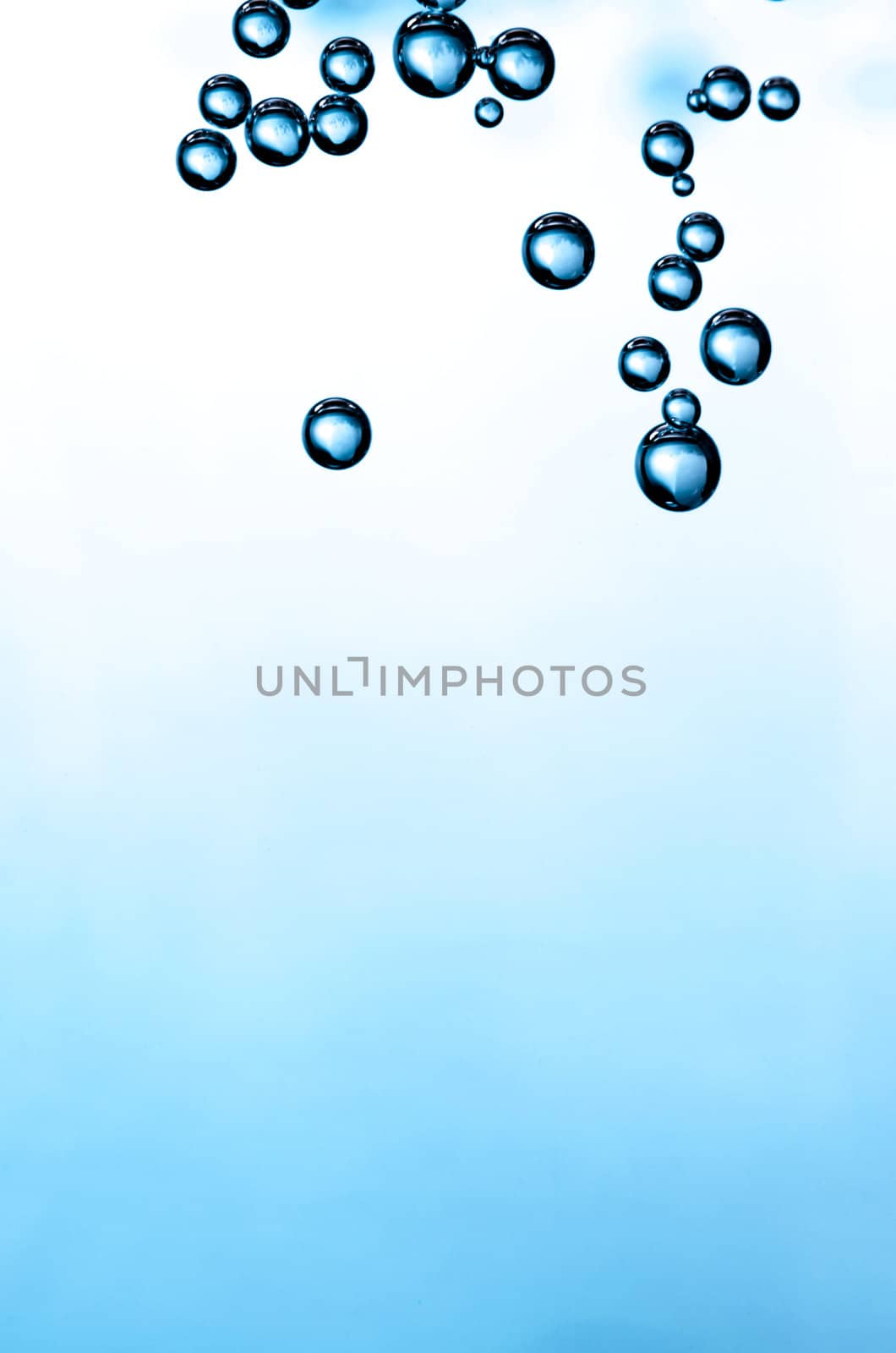 Gradient background with bubbles in a corner.