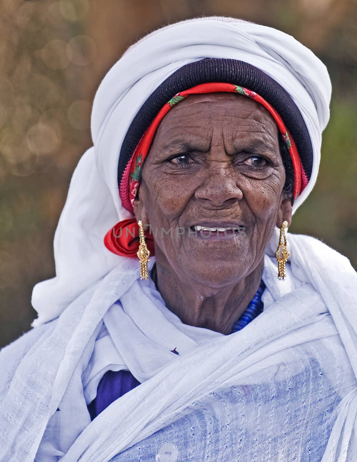 JERUSALEM - NOV 24 : Portrait of Ethiopian Jew woman during the "Sigd" holiday in Jerusalem . Israel on November 24 2011 , The Jewish Ethiopean community celebrates the "Sigd" annualy in Jerusalem