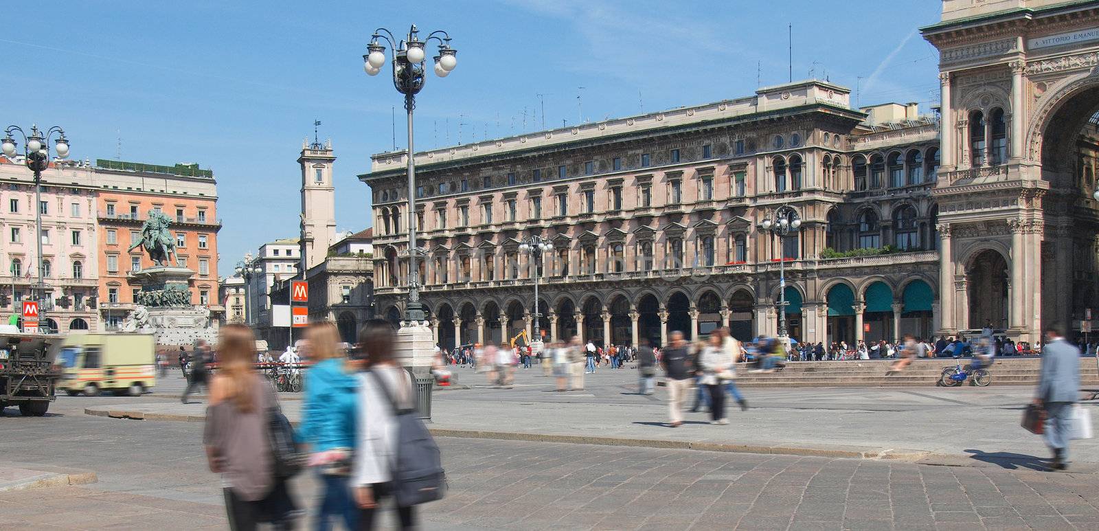The Piazza Duomo square in Milan, Italy