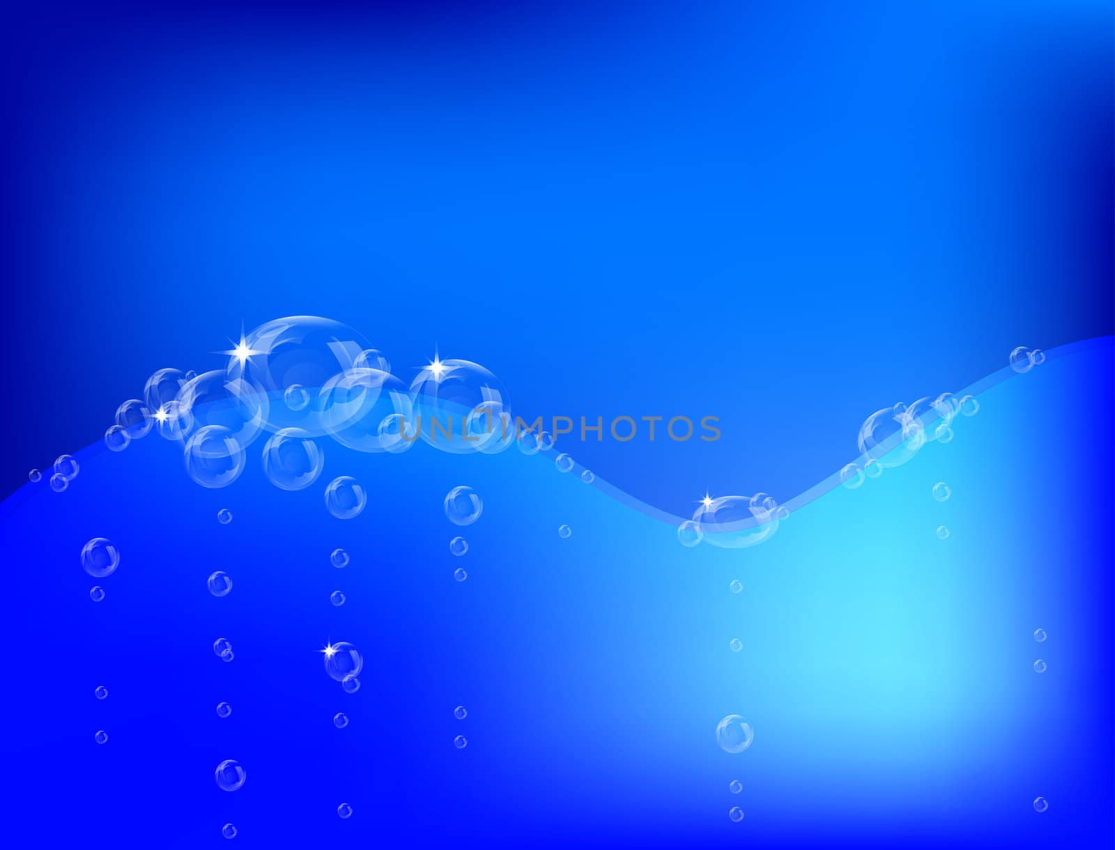 Abstract water wave with many bubbles