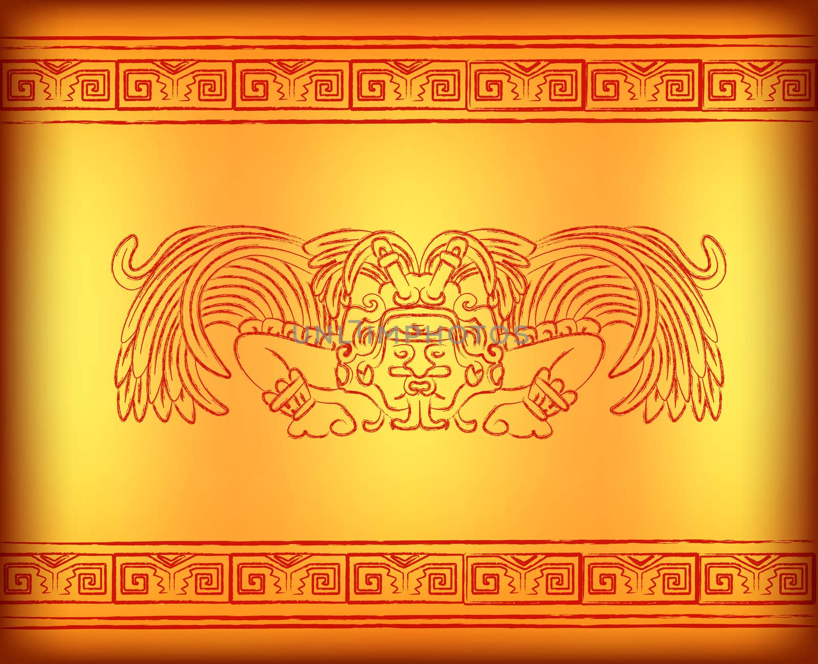 Background with mayan god with wings
