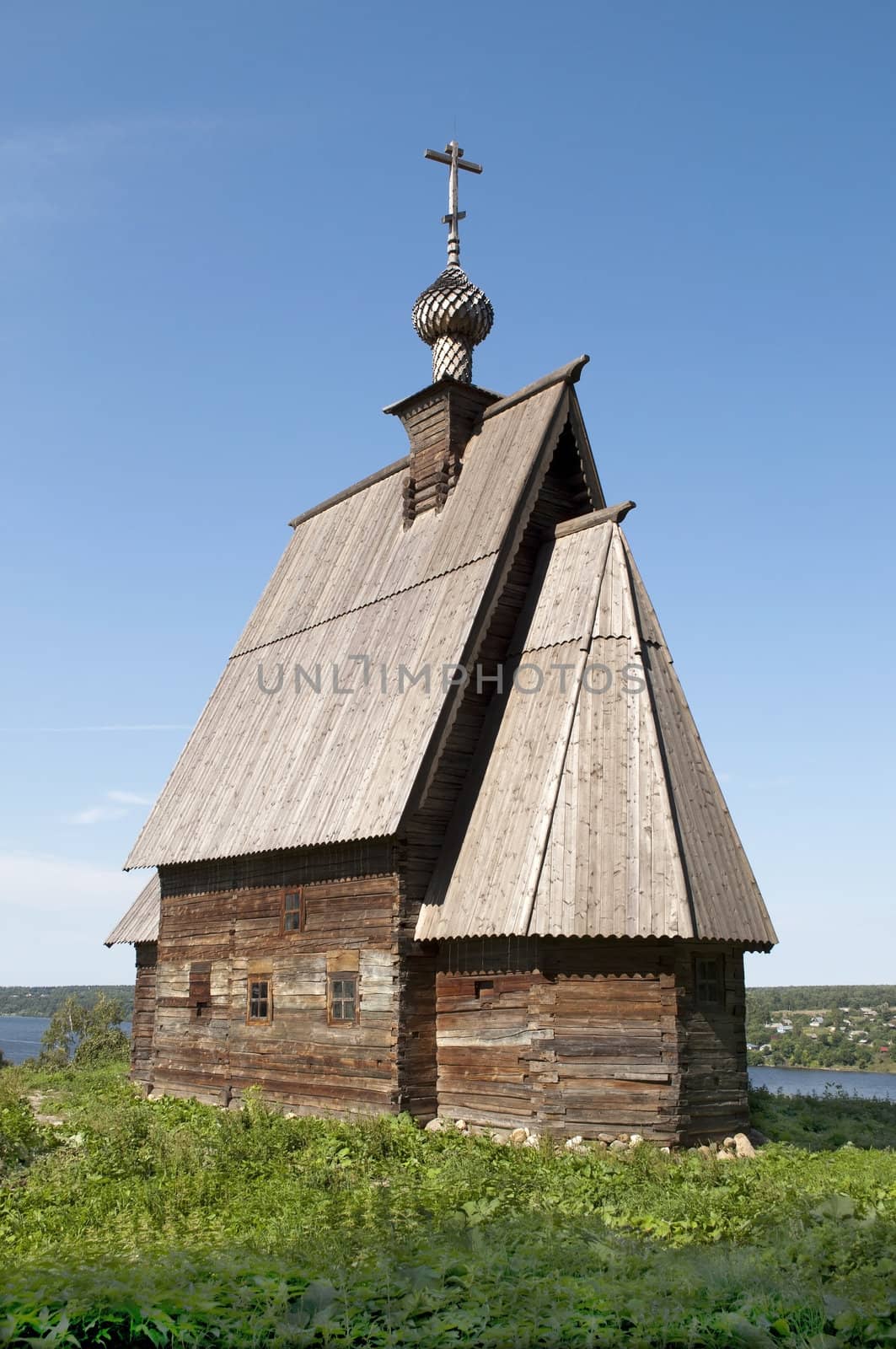 Wooden church of the Resurrection of Christ on the Levitan's Mount. Ples, Russia