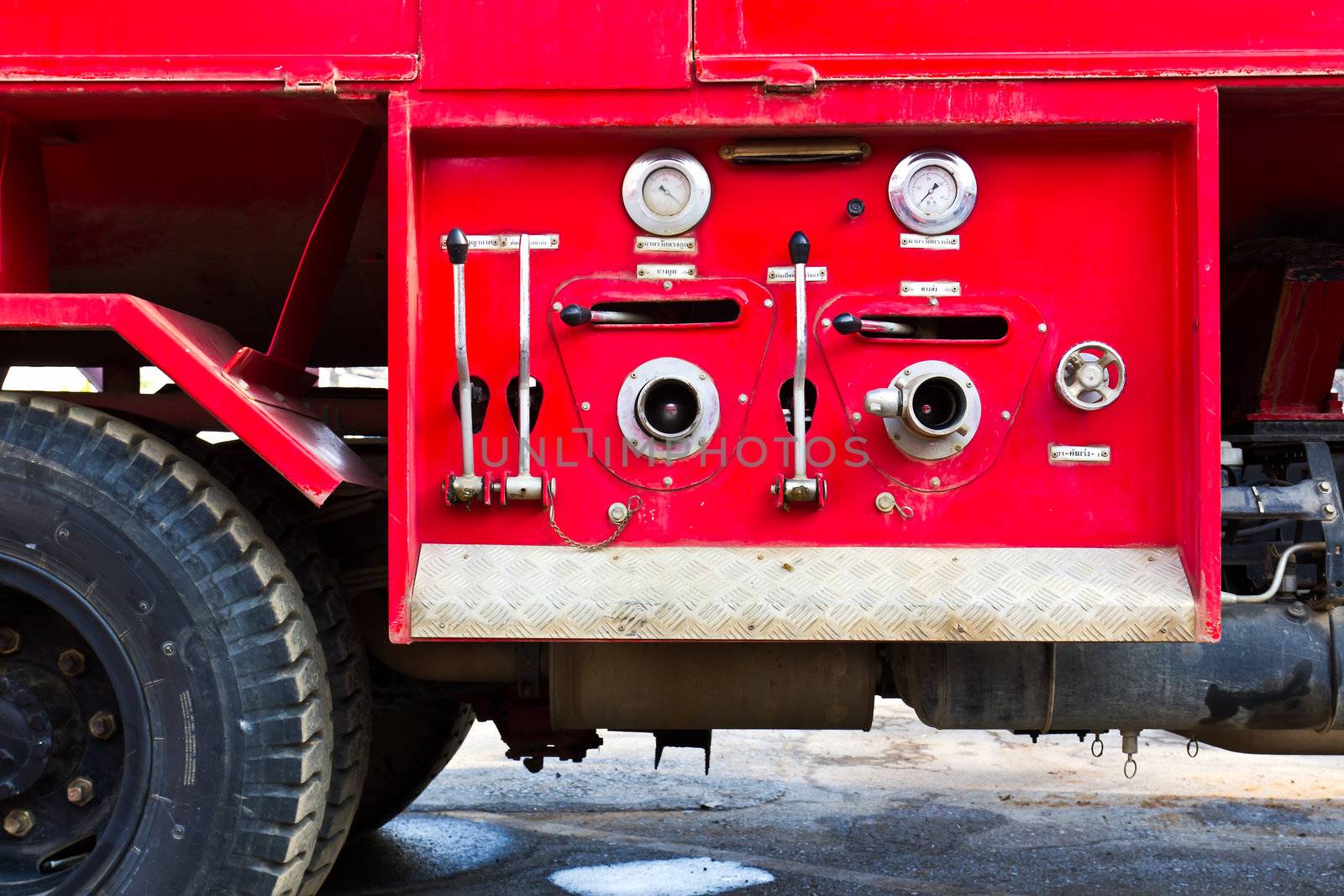 Fire truck close up equipment