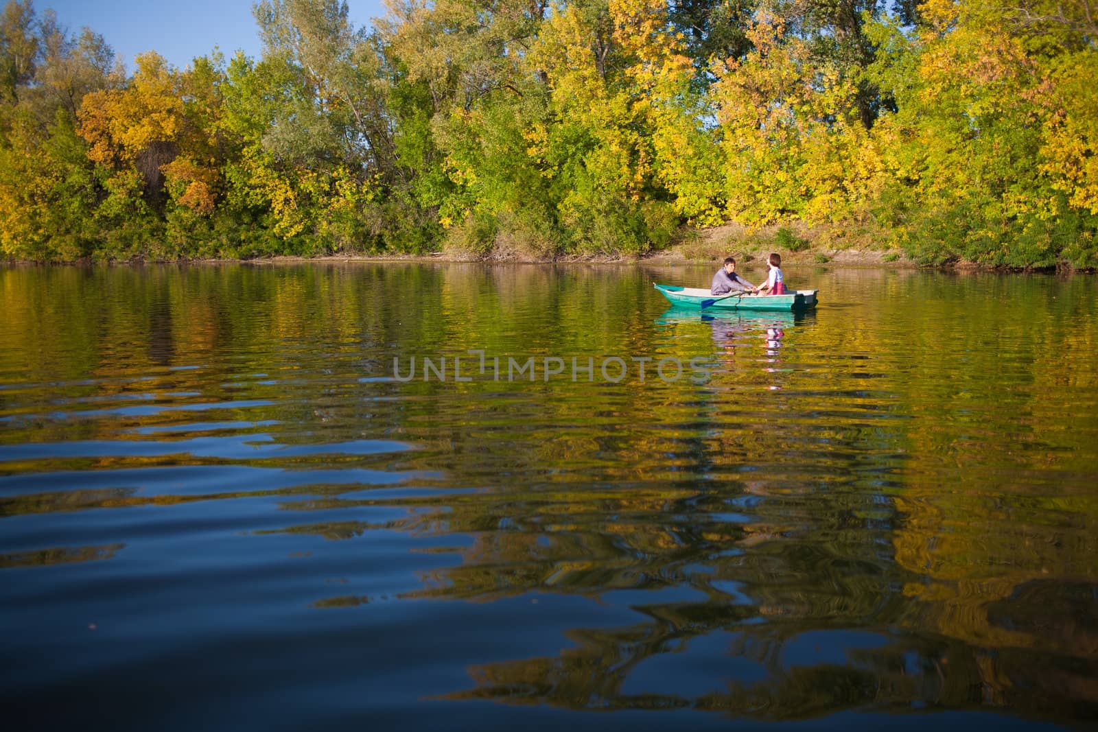 couple in a boat outdoors