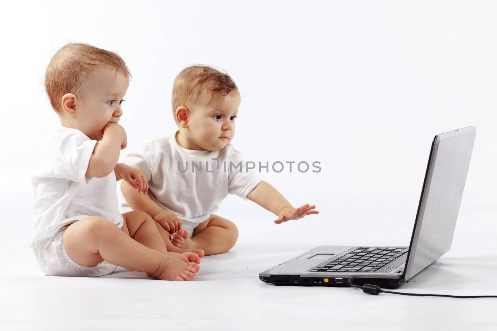 Babies with laptop by alenkasm