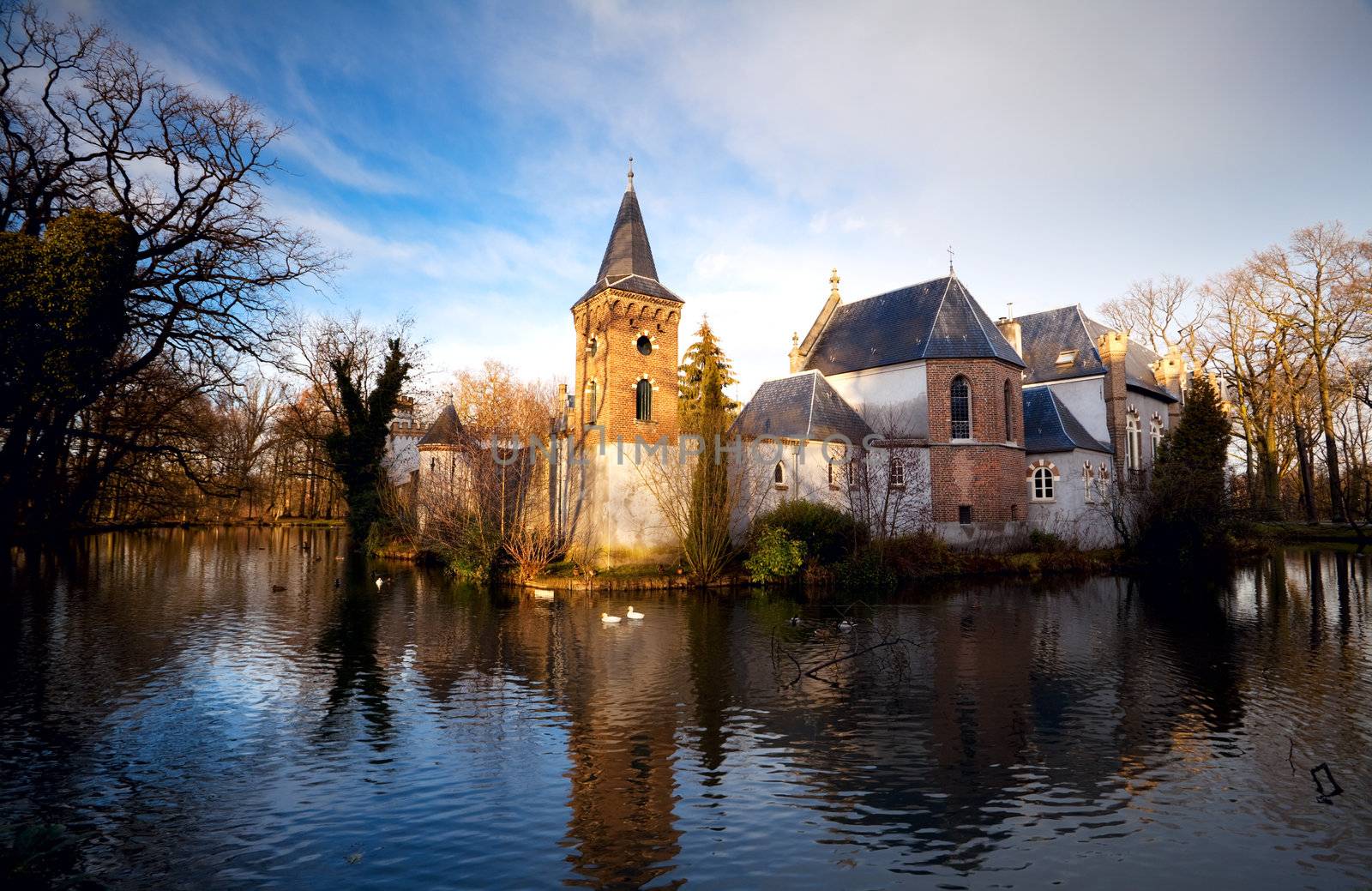 castle in the middle of the lake in Boxtel, Netherlands