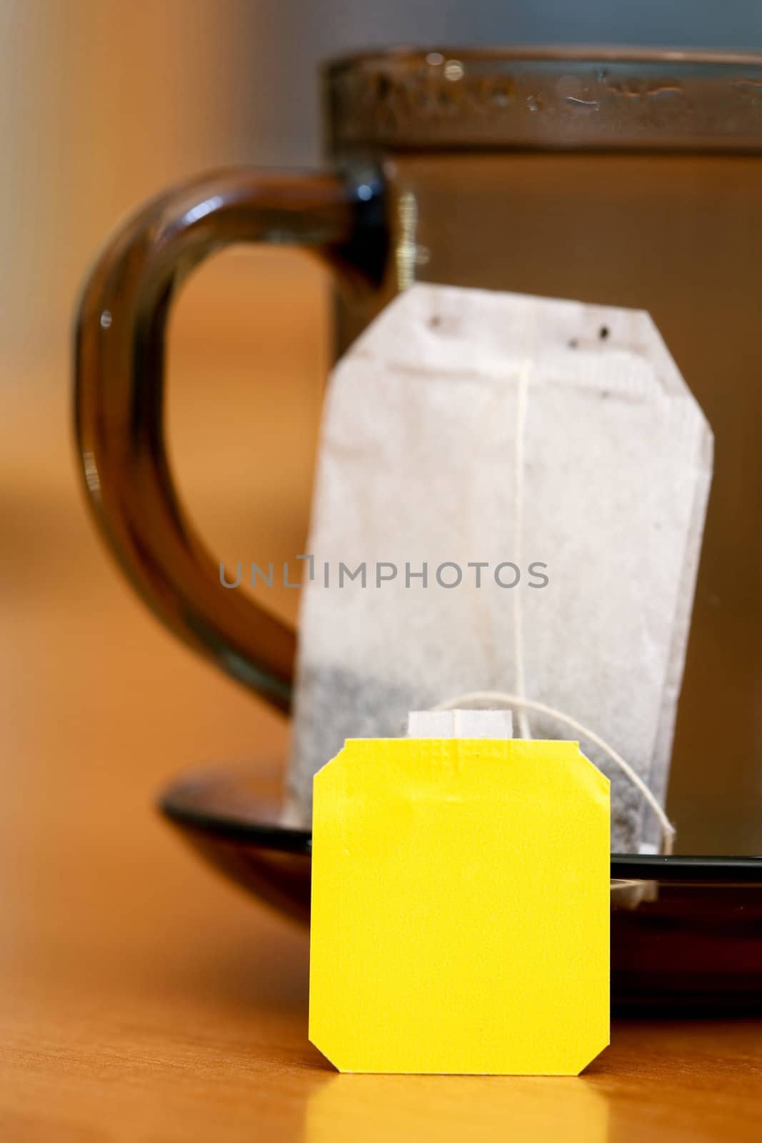Cup of tea on table in a kitchen