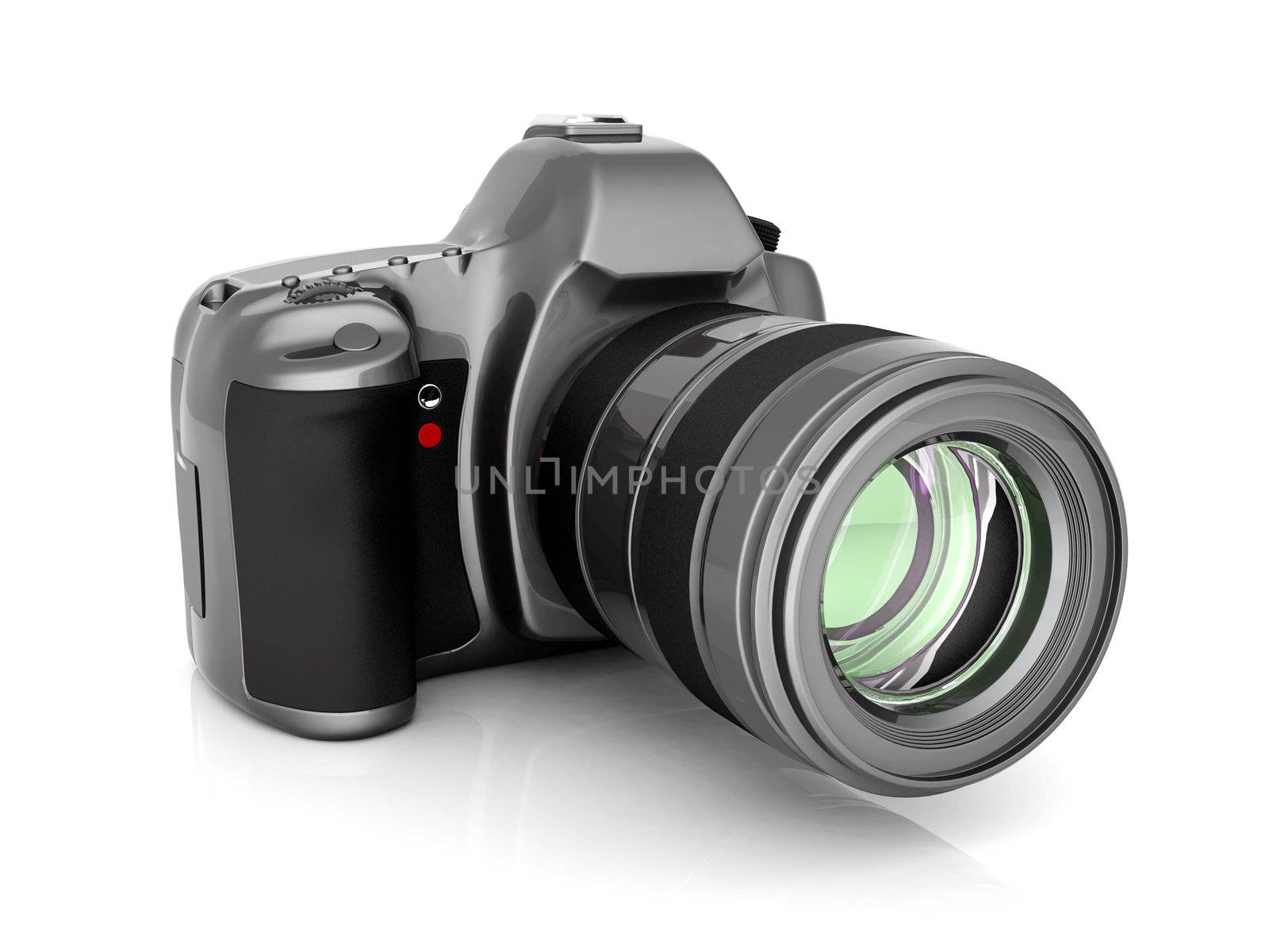 Digital camera image on white background