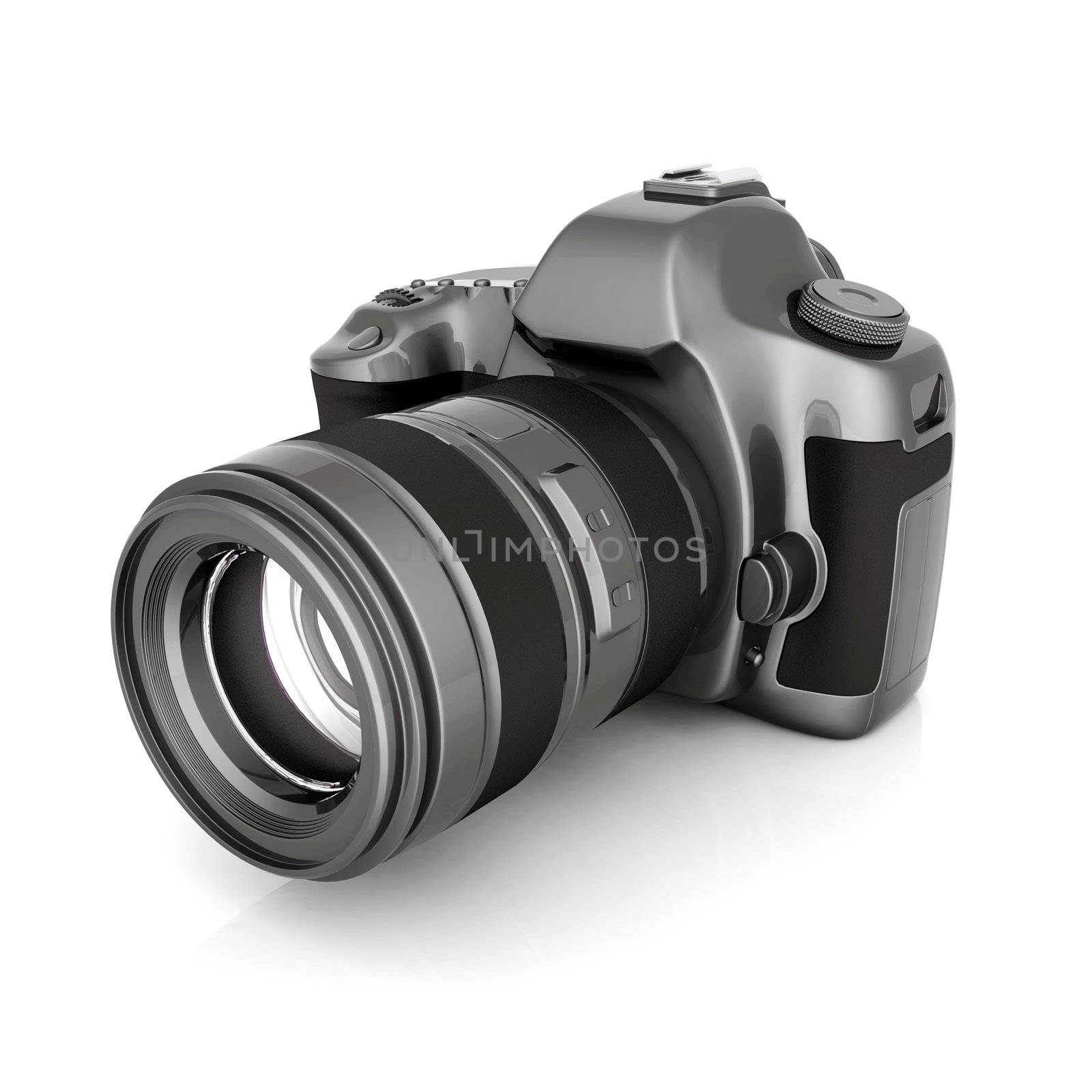 Digital camera image on white background