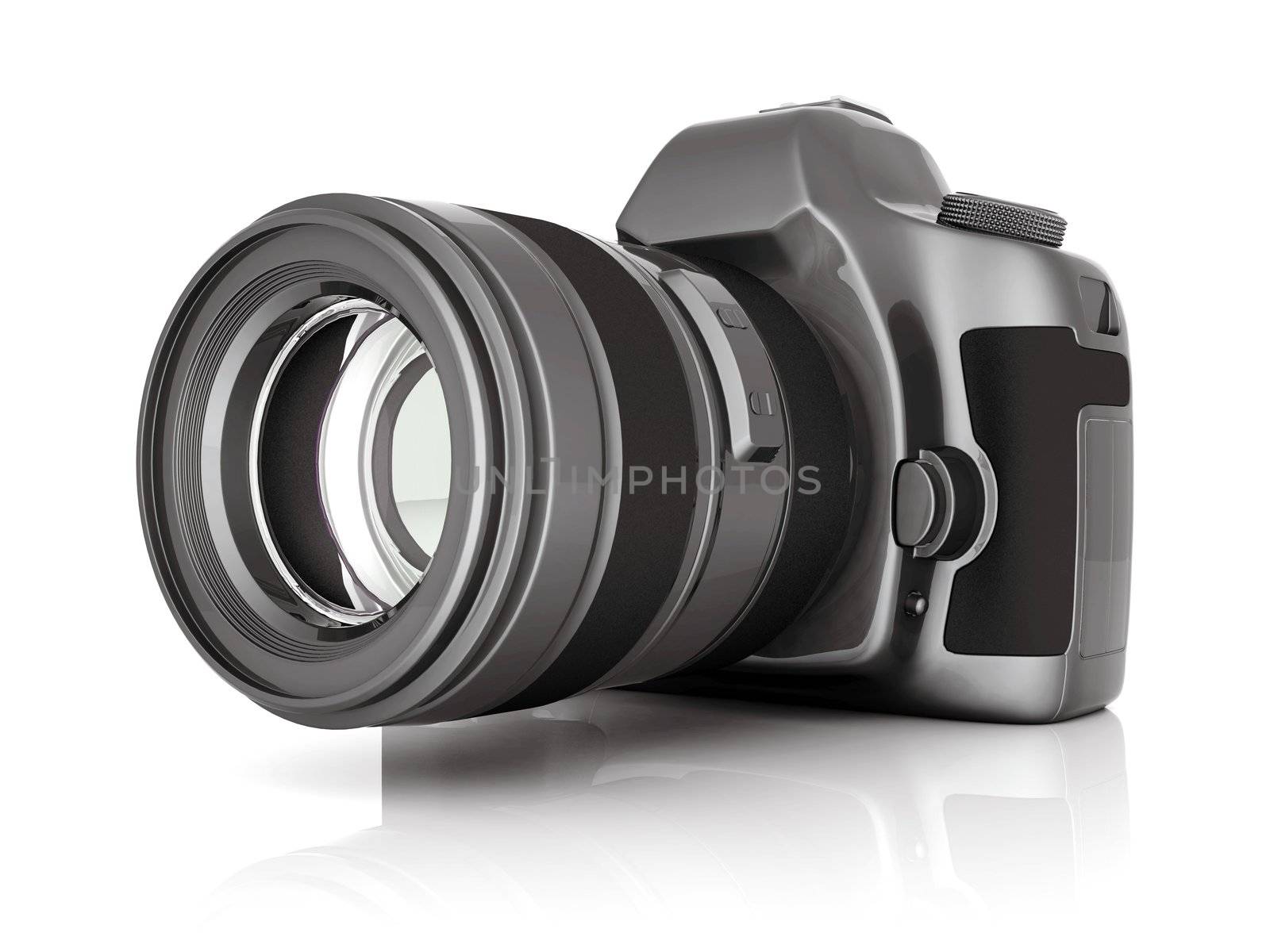 Digital camera image on white background