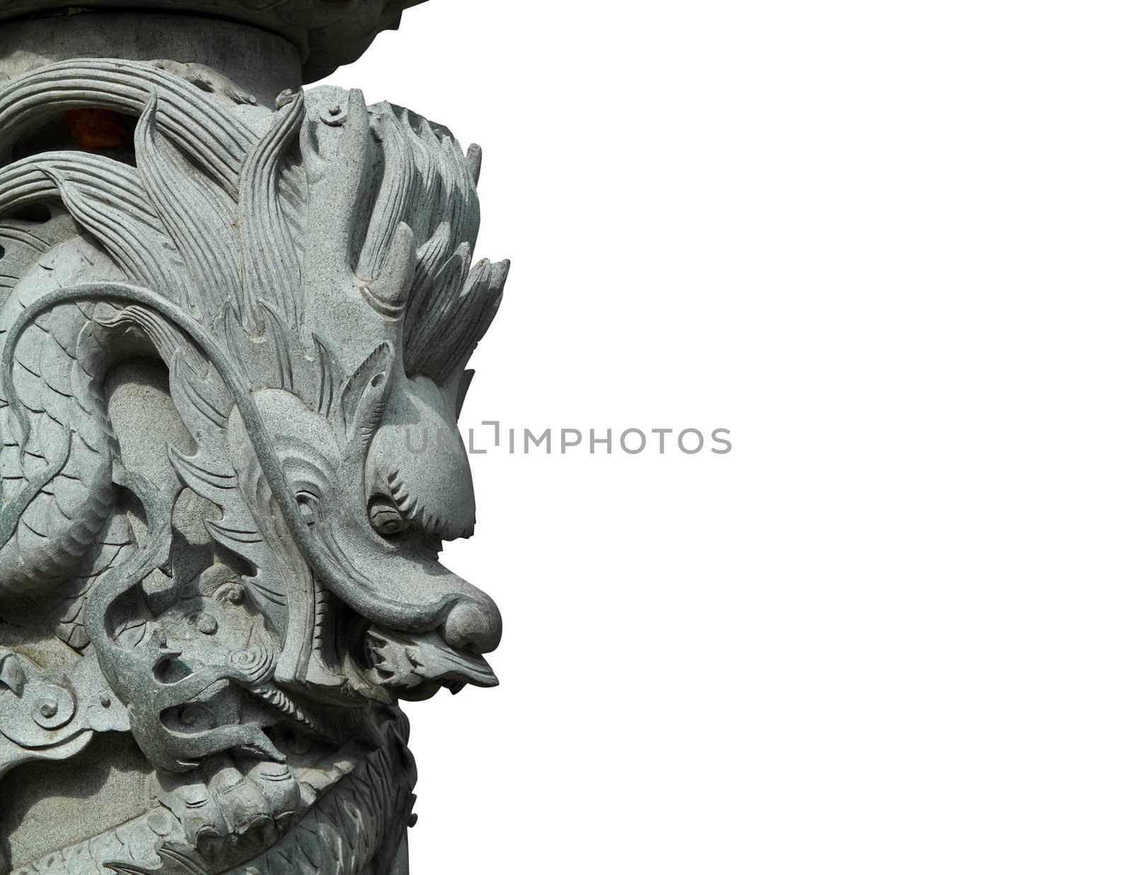 Closeup with dragon statue in chinese temple